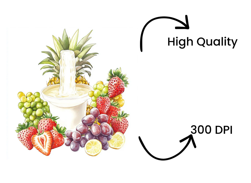 Fresh Fruit Fondue Clipart Bundle