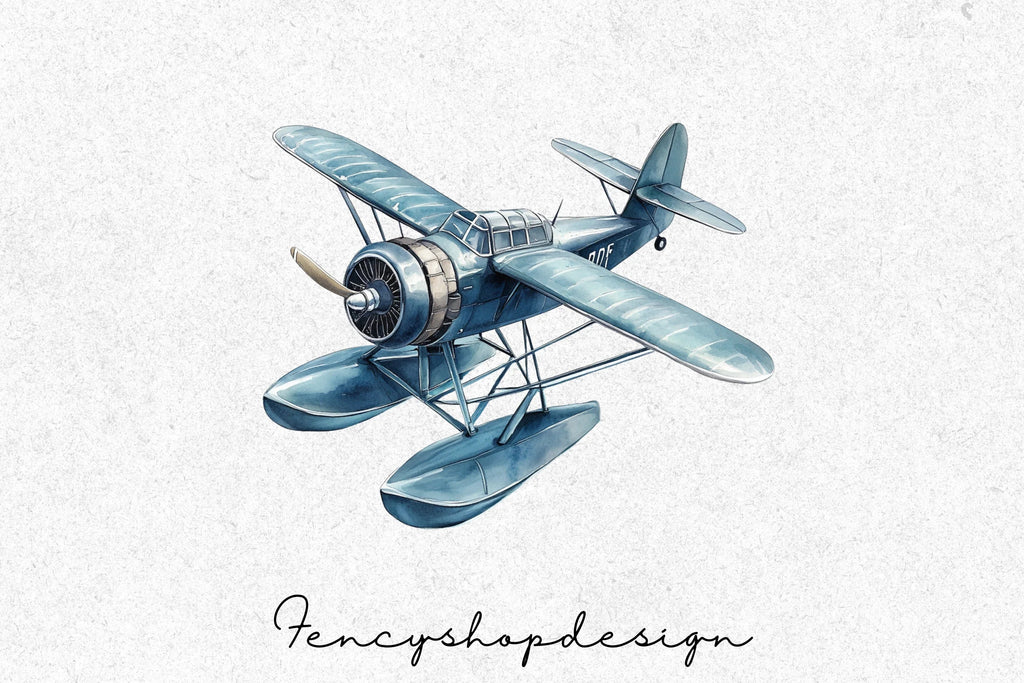 Vintage Seaplane Clipart Bundle