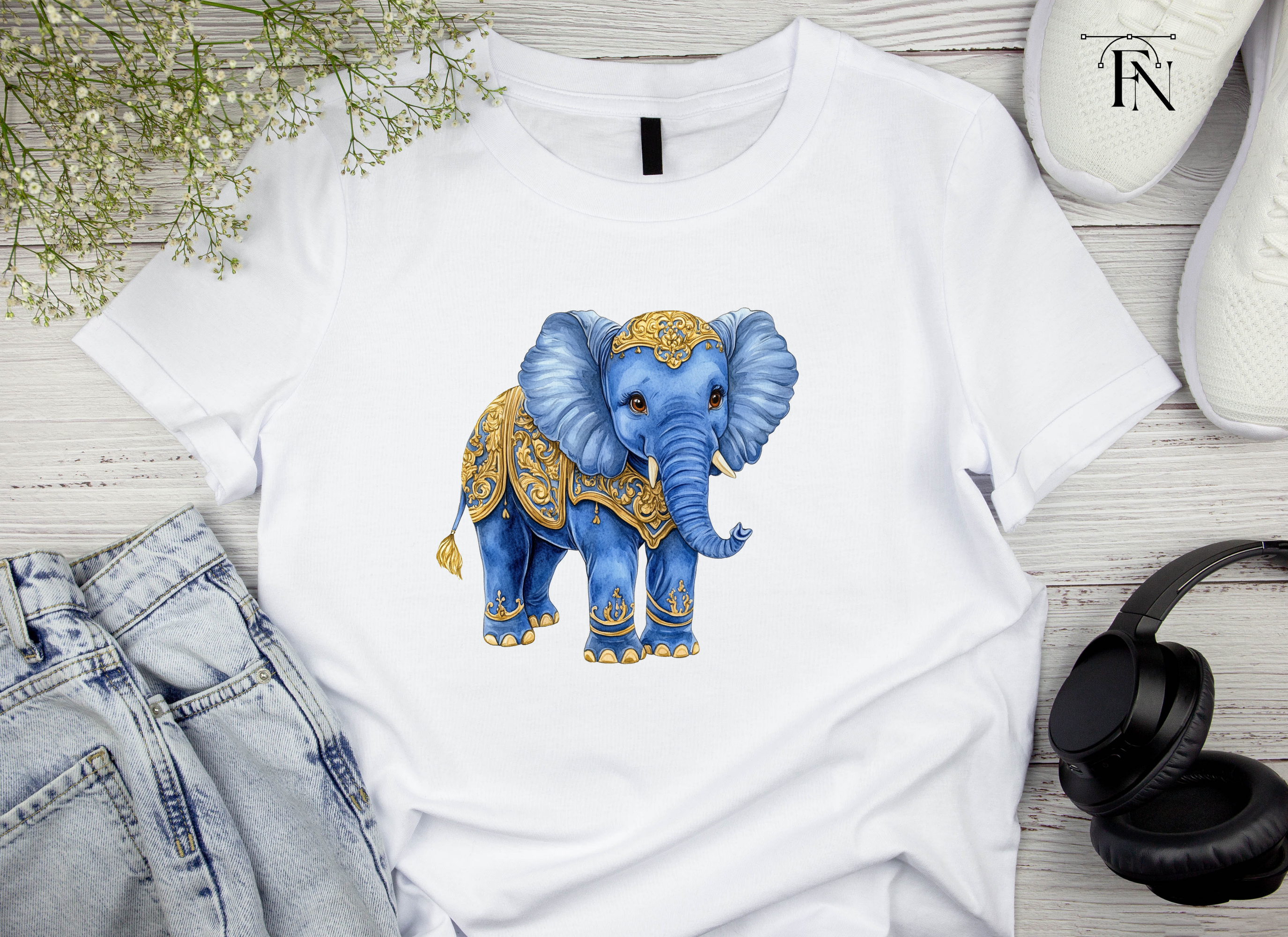Cute Baby Blue Elephant Clipart Bundle