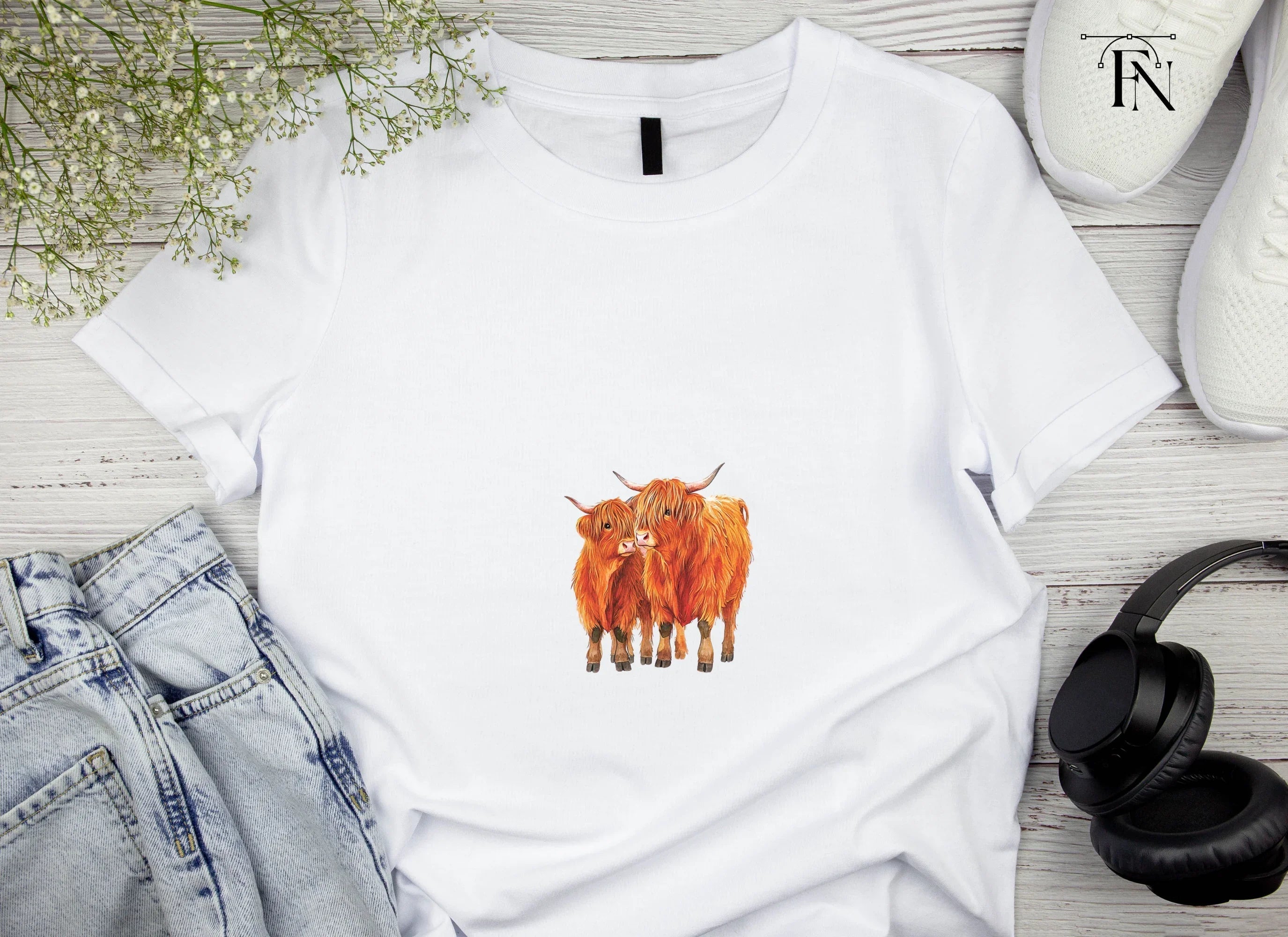 Highland Cow and Calf Clipart Bundle