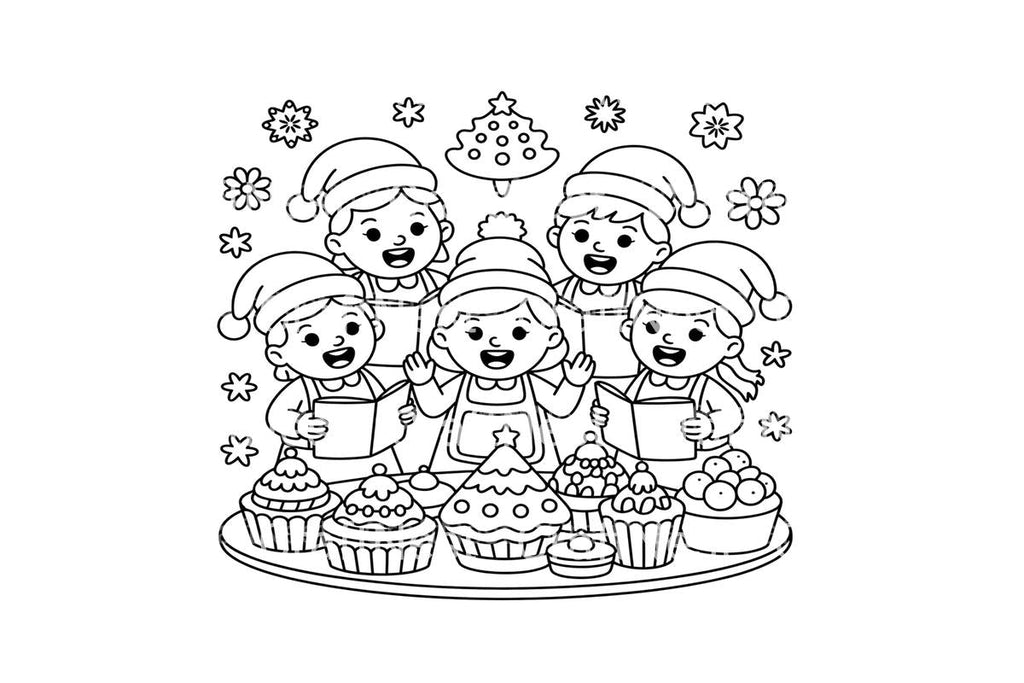 Christmas Carolers and Bakers Coloring Books