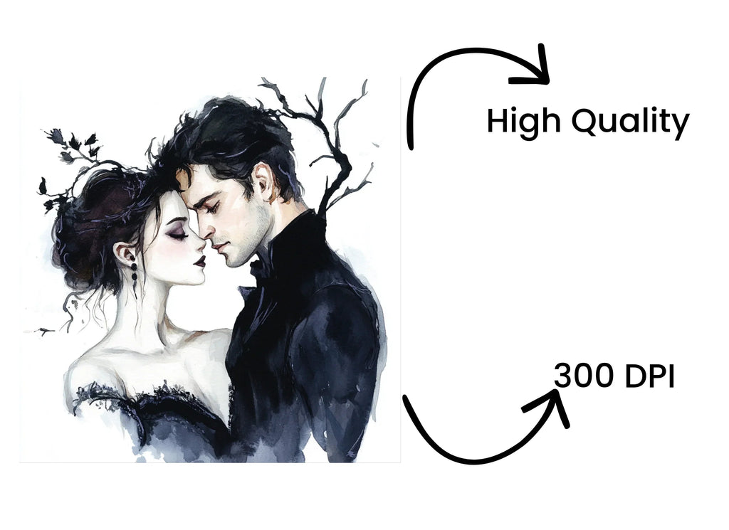Dark Fantasy Love Story Illustrations Clipart Bundle