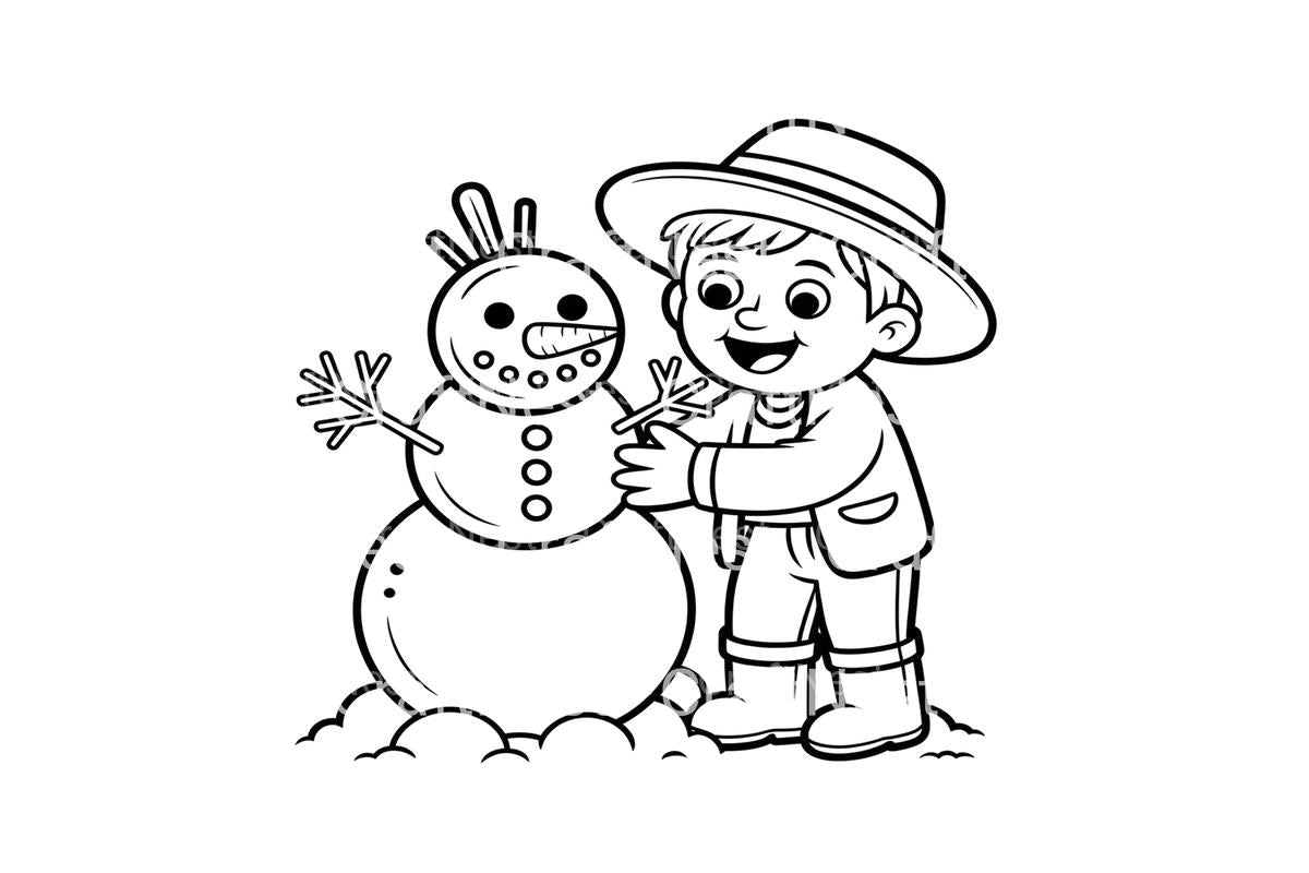 Snowman Building Winter Coloring Books