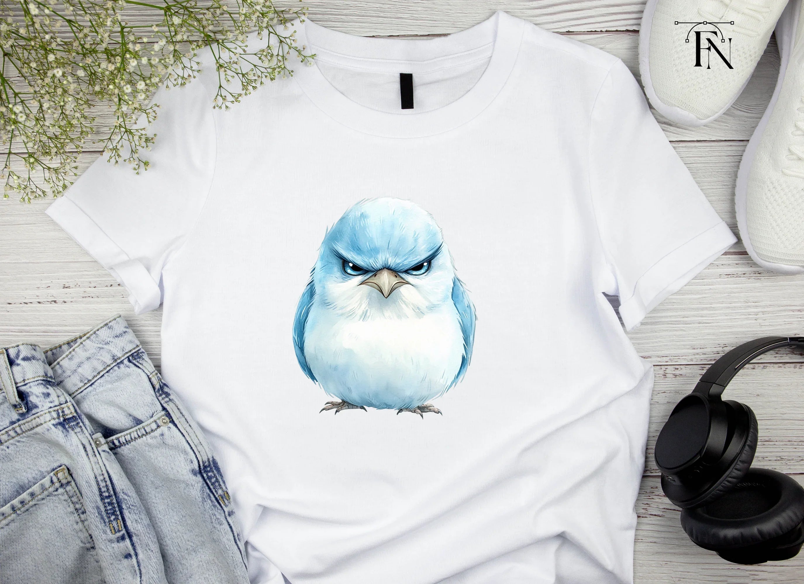 Angry Blue Bird Illustration Clipart Bundle