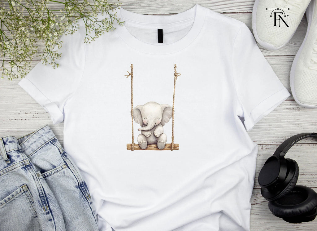 Swinging Baby Elephant Clipart Bundle