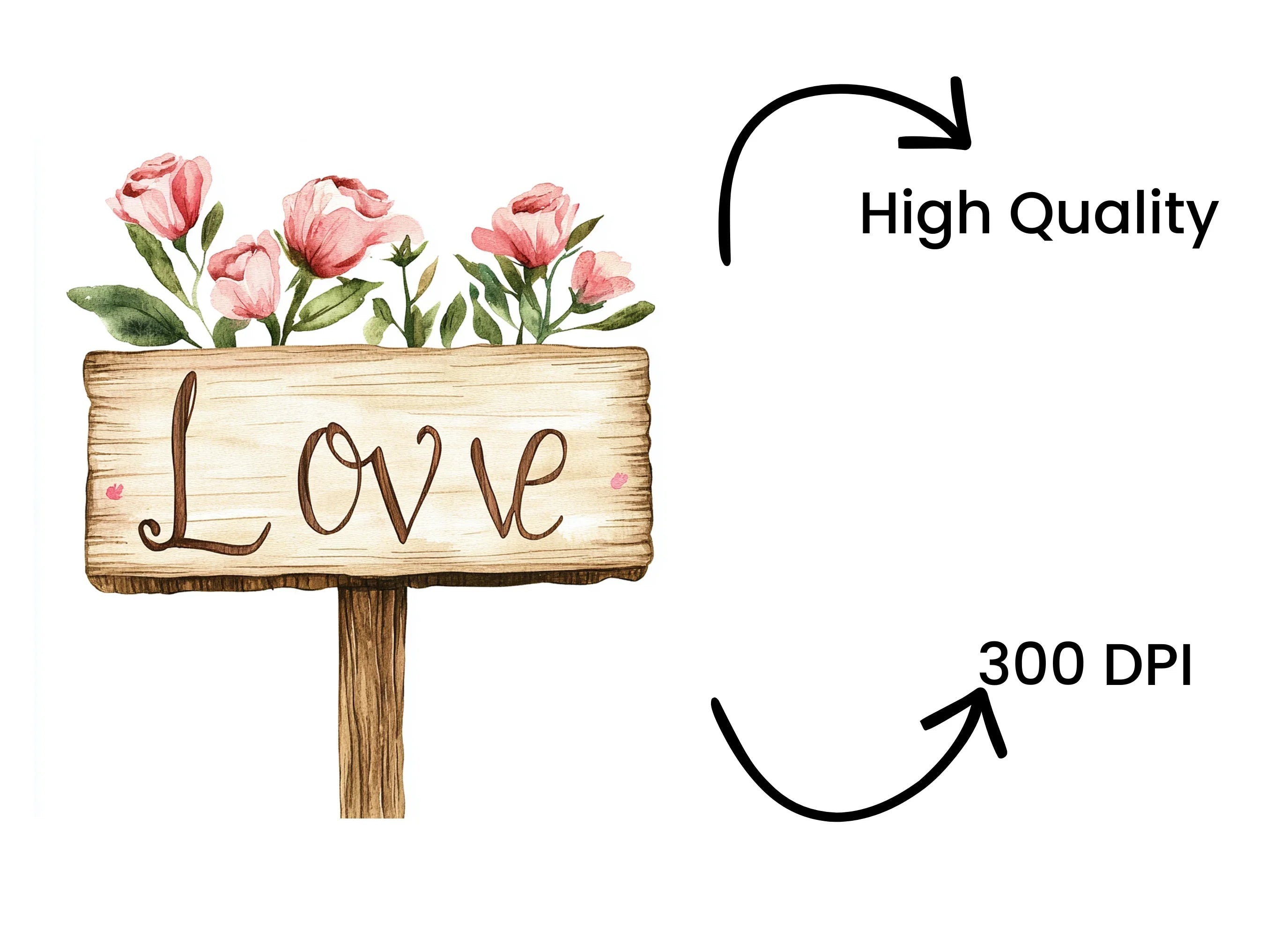 Rustic Love Sign Clipart Bundle