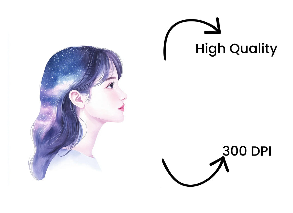 Dreamy Galaxy Hair Girl Clipart Bundle
