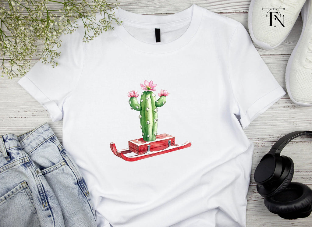 Christmas Cactus Sleigh Clipart Bundle