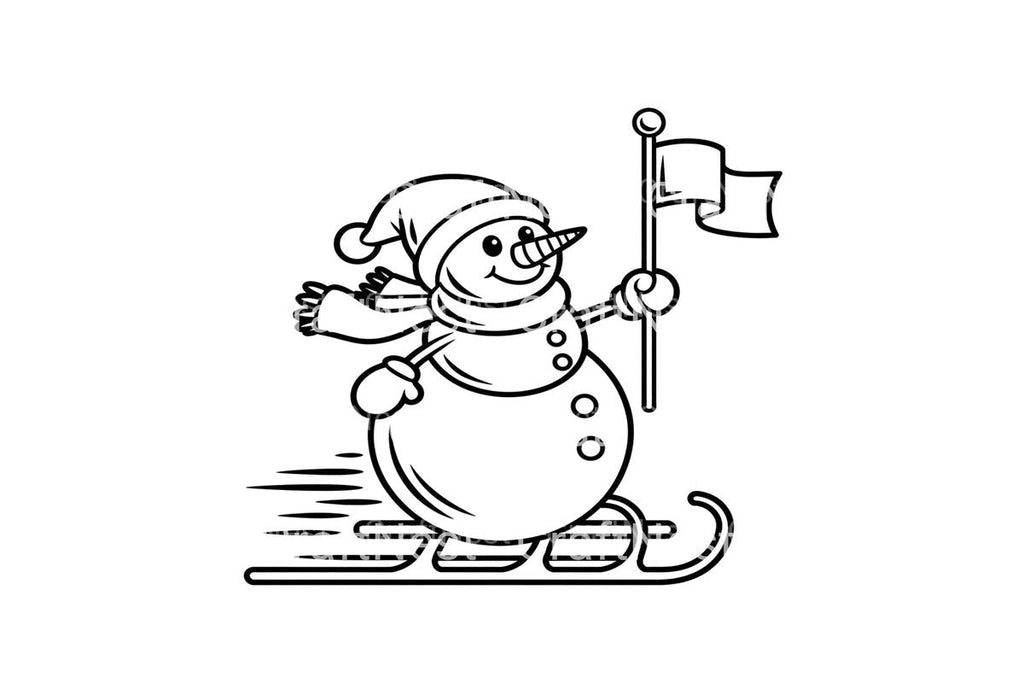 Ice Skating Snowman Winter Coloring Books