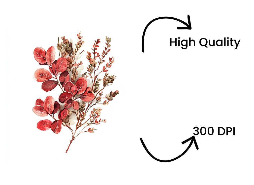 Red Floral Clipart Bundle