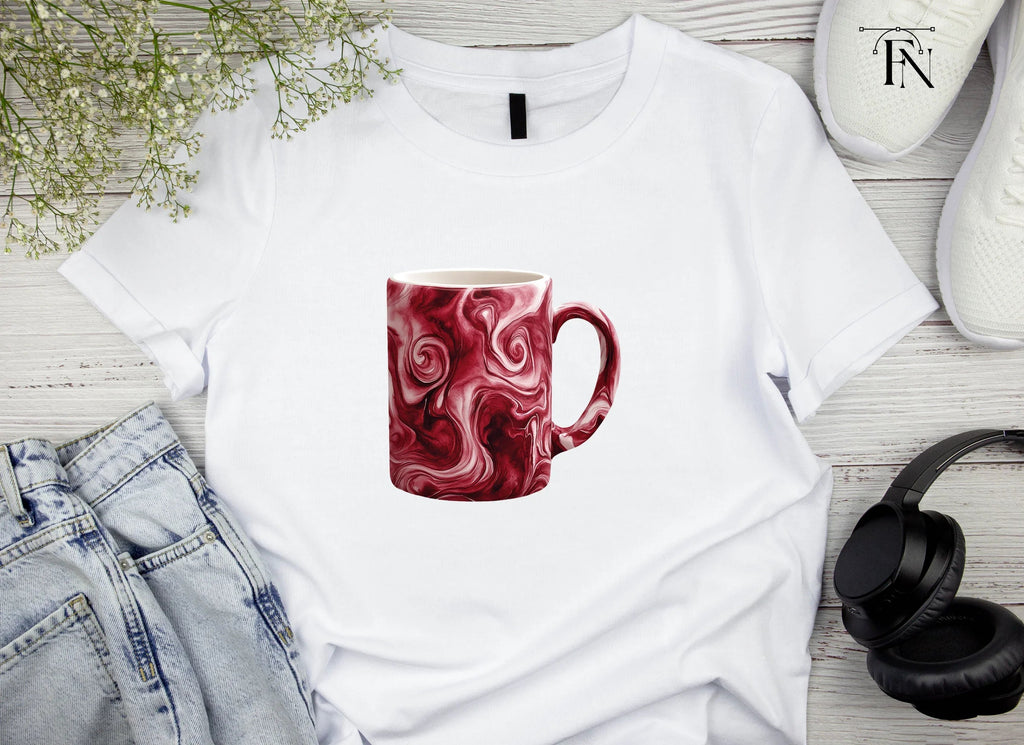 Red Marble Swirl Coffee Clipart Bundle