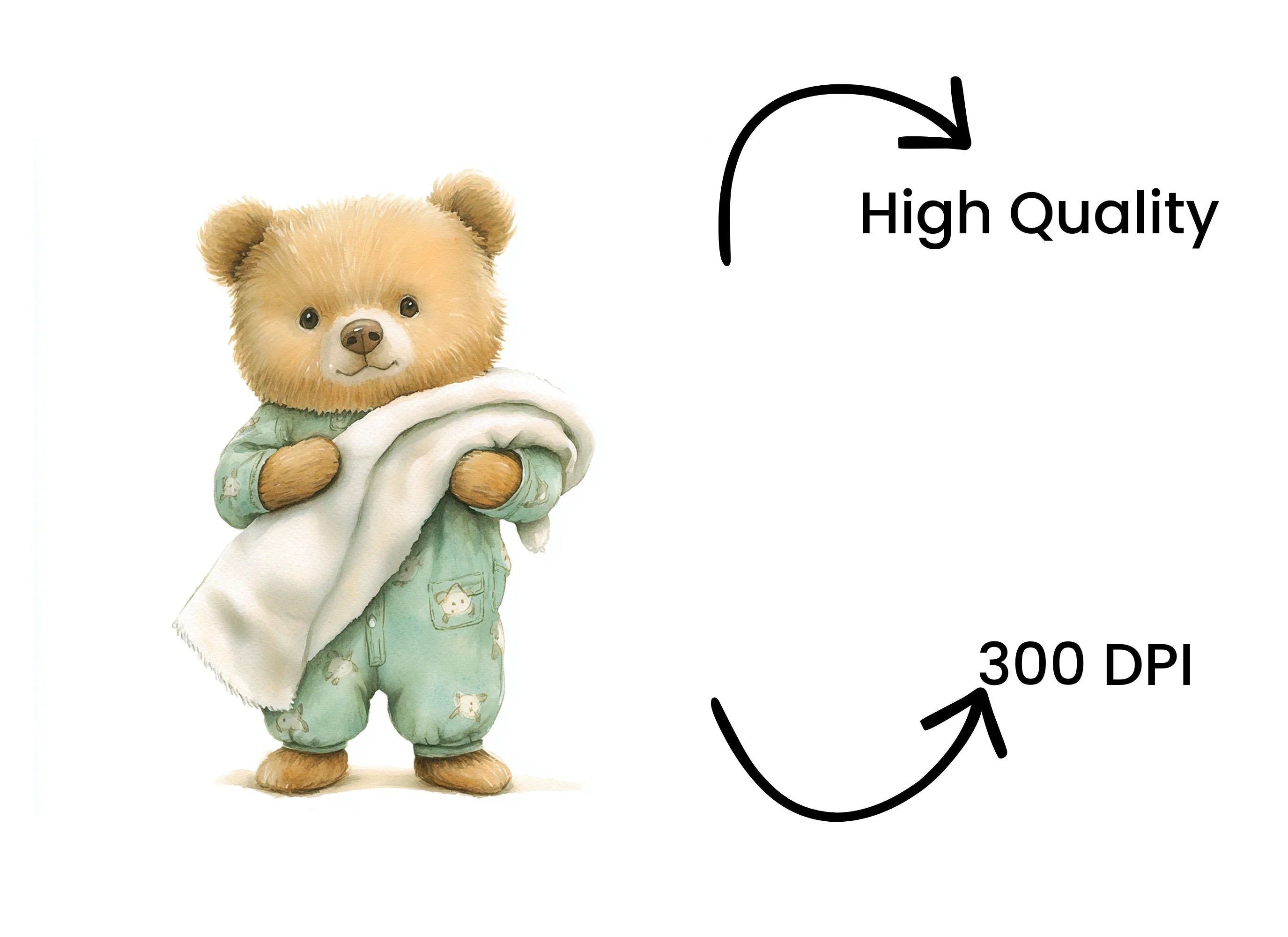 Sweet Teddy Bear with Blanket Clipart Bundle