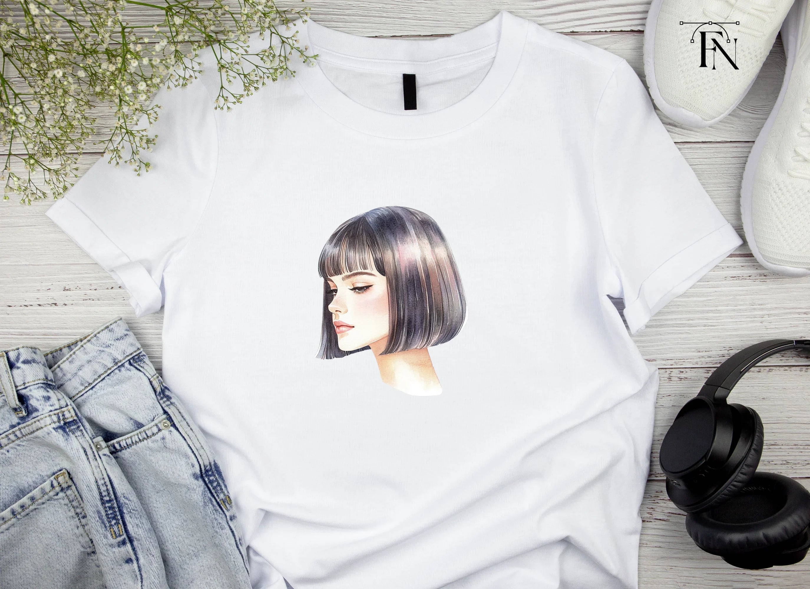 Stylish Bob Haircut Woman Clipart Bundle