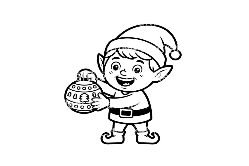 Christmas Elf with Ornaments Coloring Books