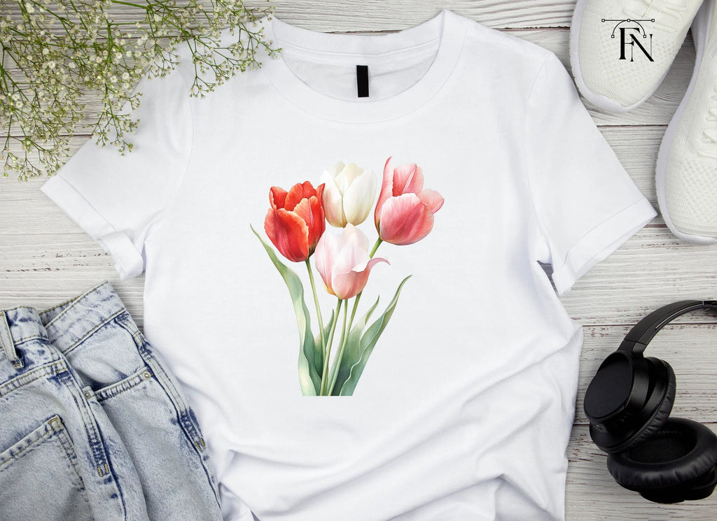 Elegant Pink and Red Tulip Clipart Bundle