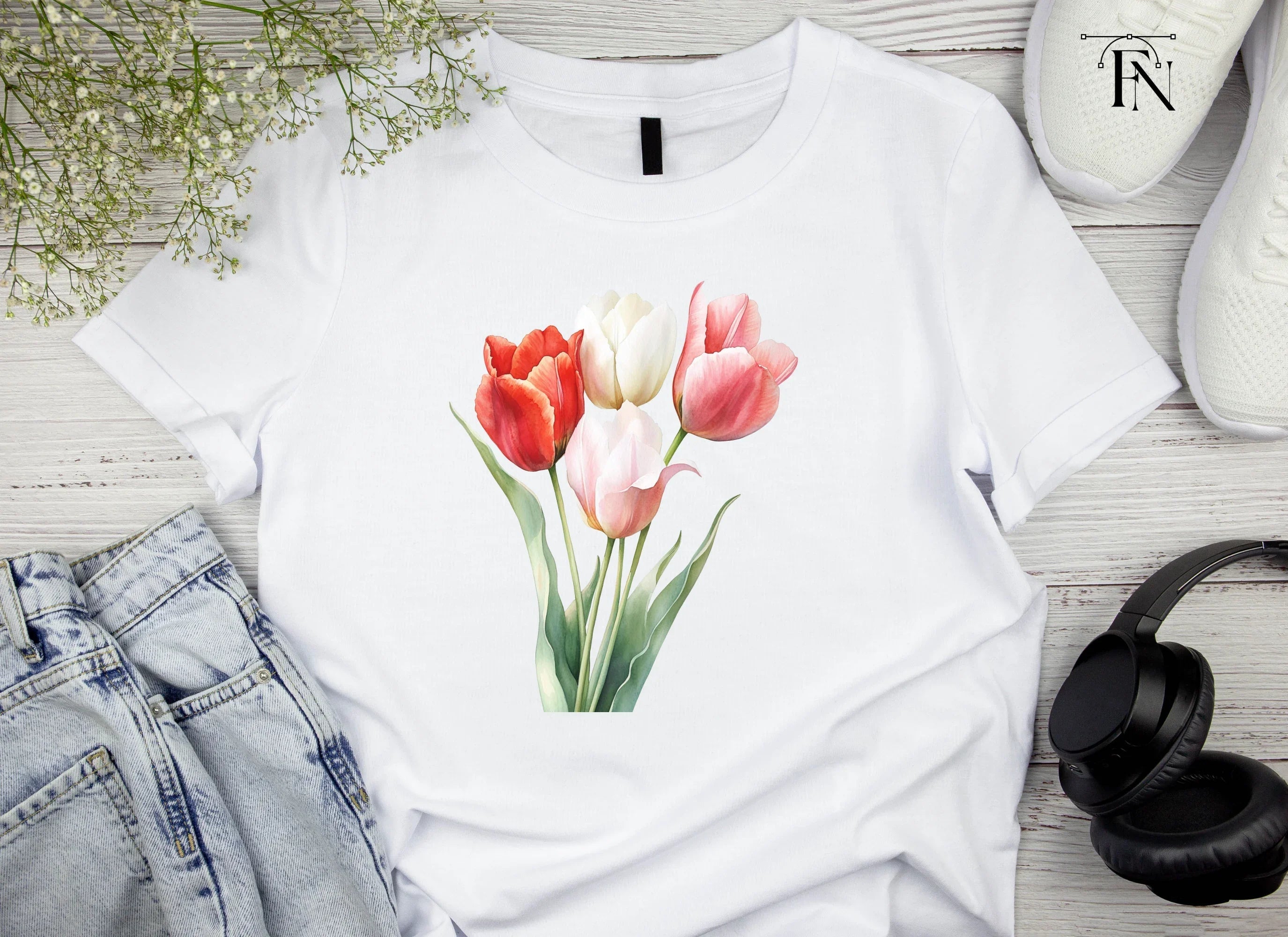Elegant Pink and Red Tulip Clipart Bundle