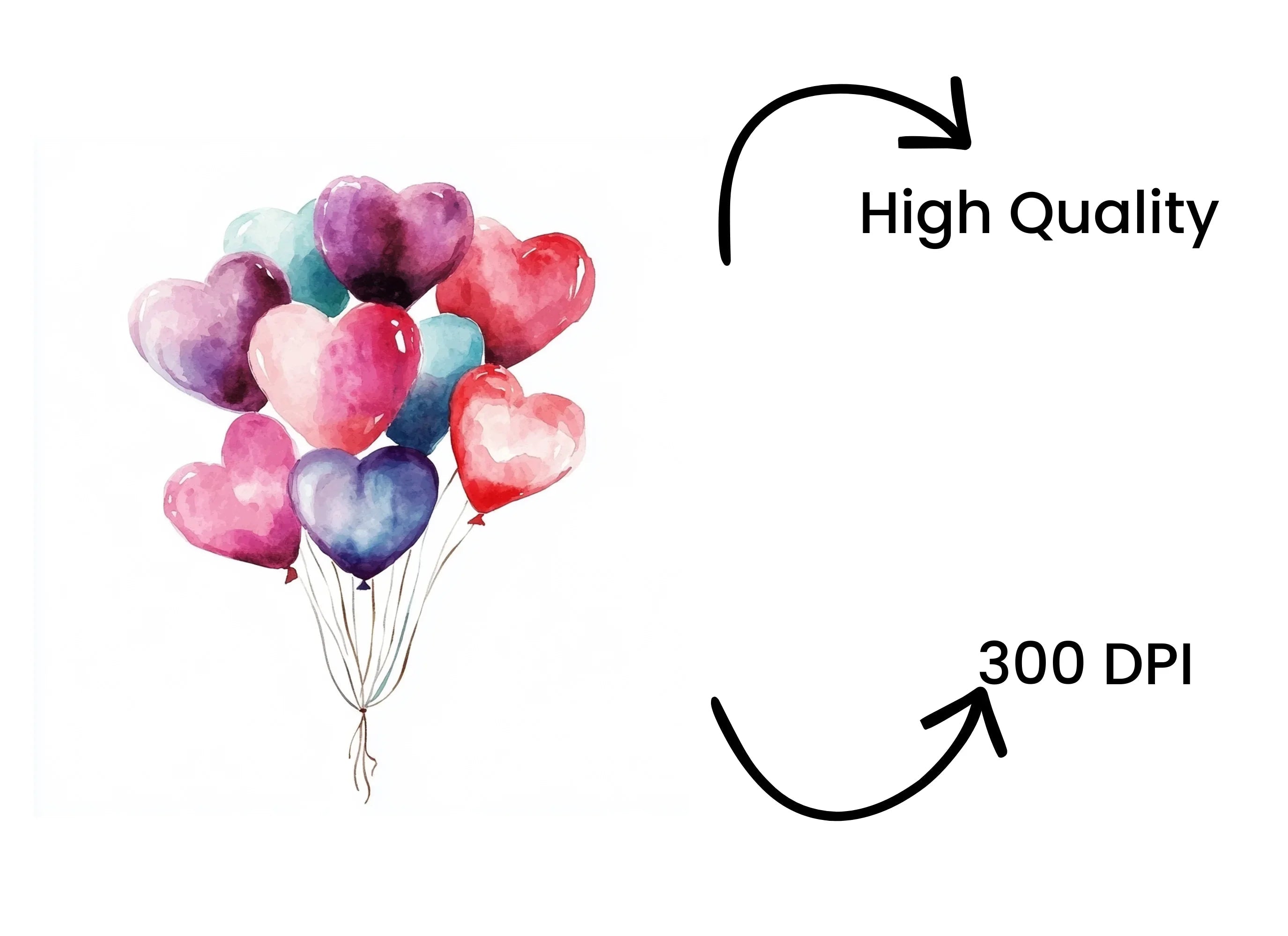 Heart Balloons Clipart Bundle