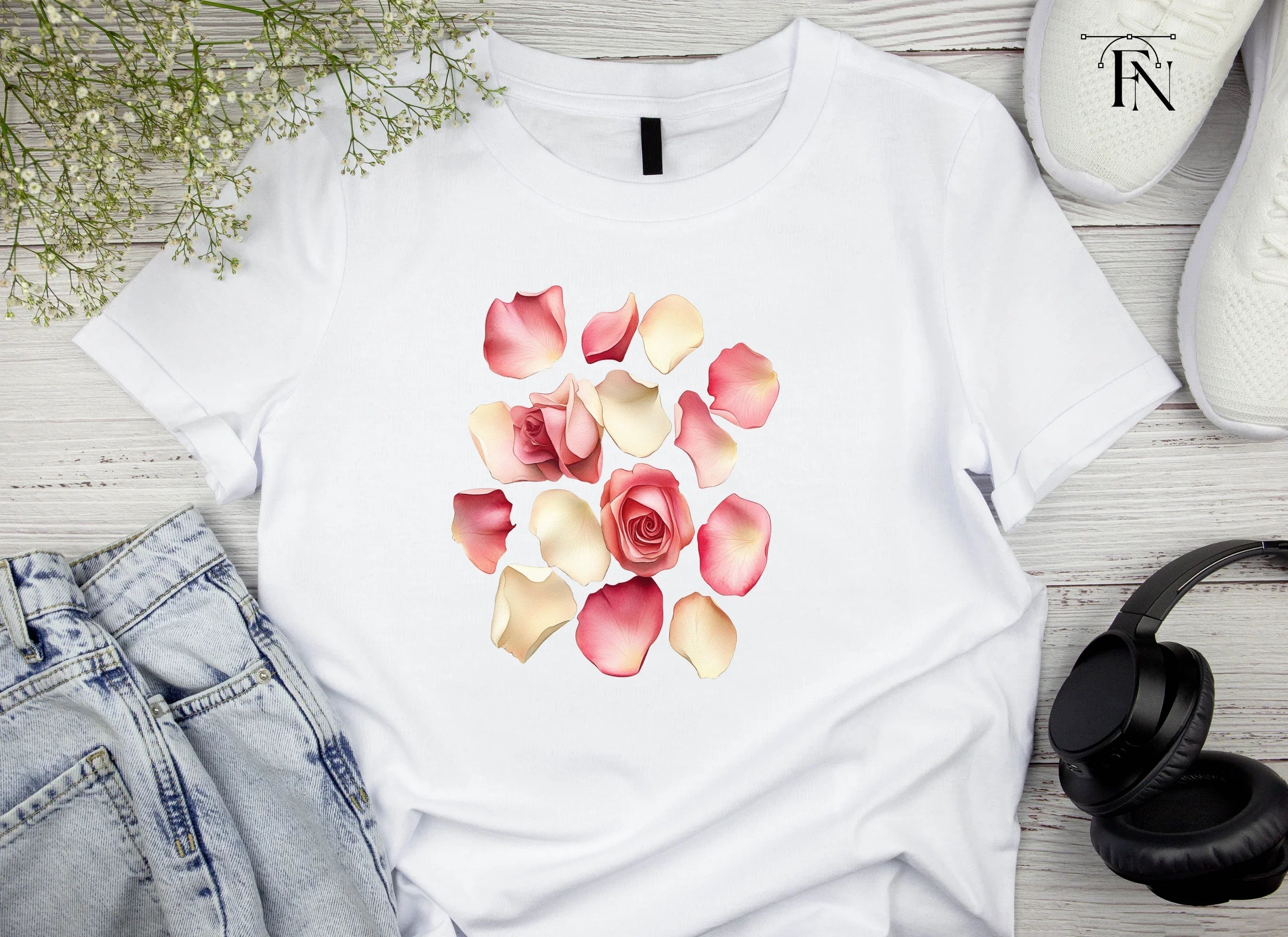 Elegant Rose Petals Clipart Bundle