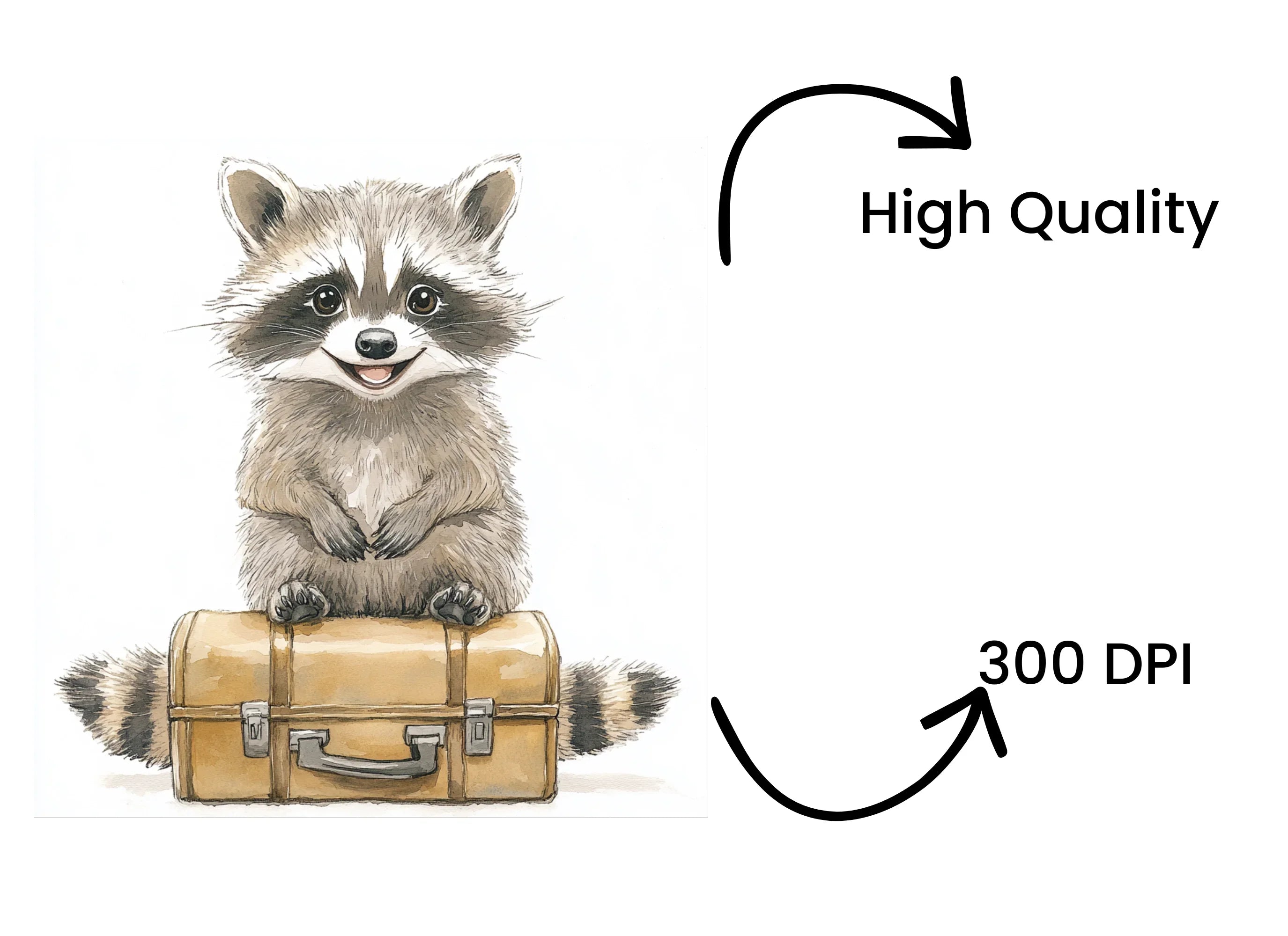 Traveling Raccoon Clipart Bundle