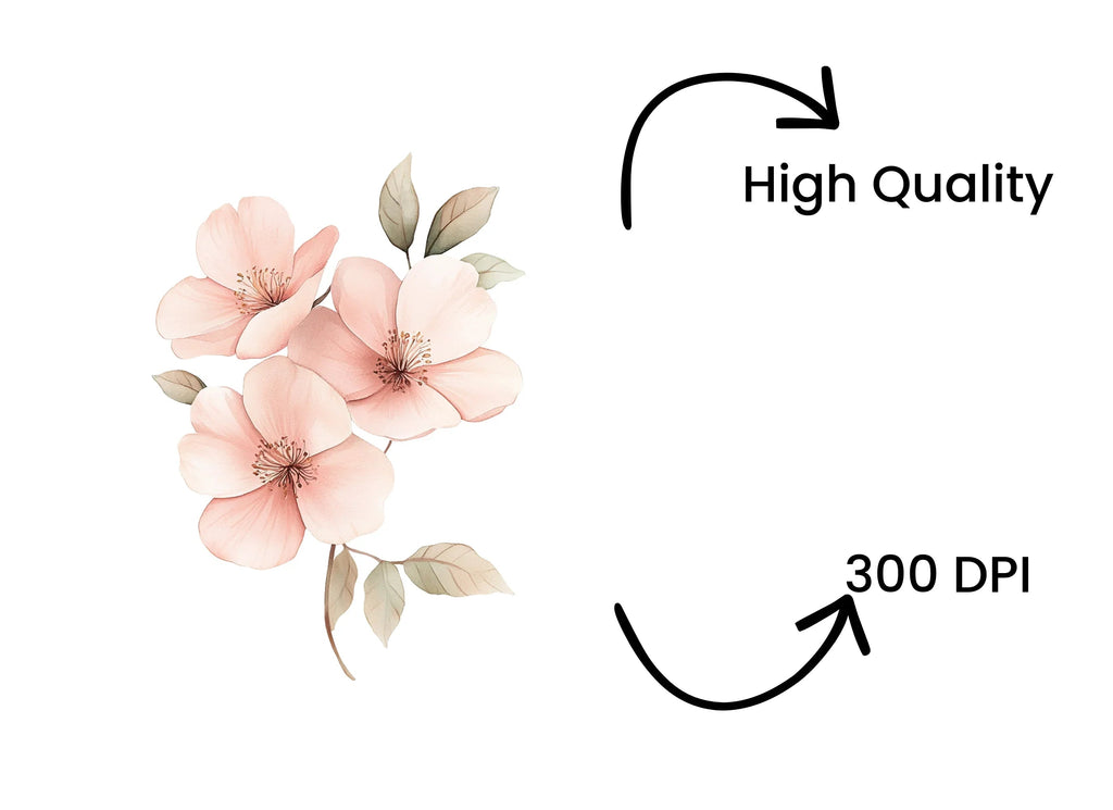 Soft Pink Floral Clipart Bundle