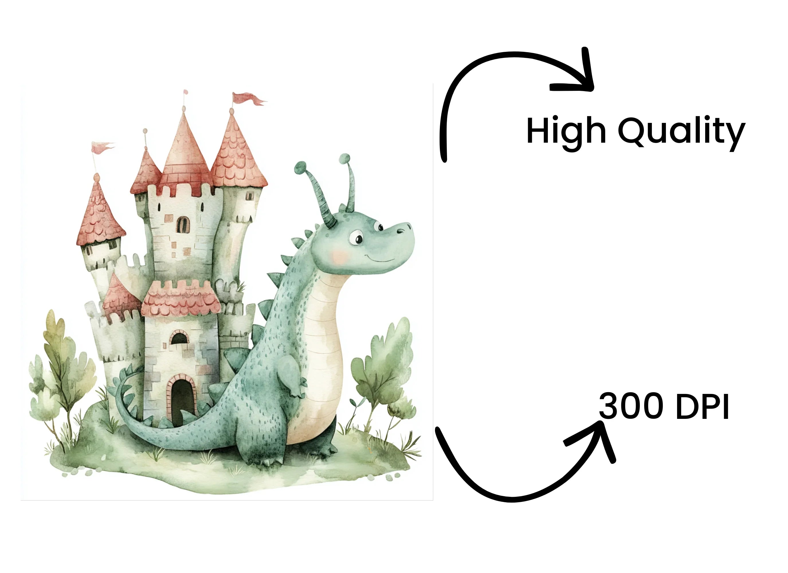 Fantasy Dragon Castle Clipart Bundle