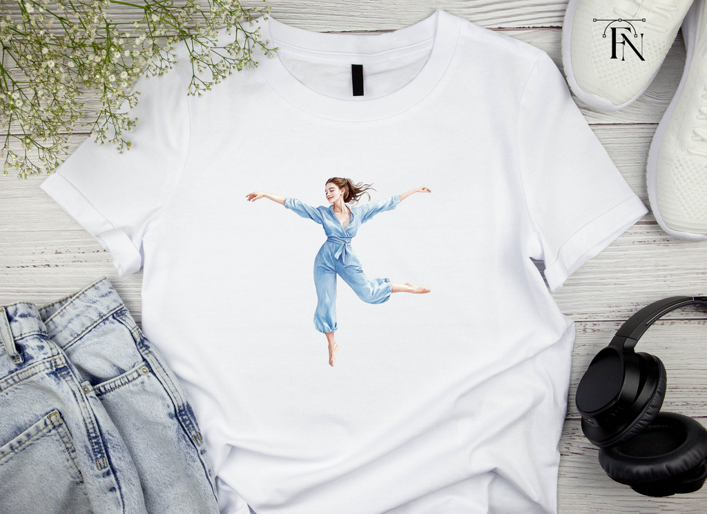 Graceful Dancer in Blue Jumpsuit Clipart Bundle