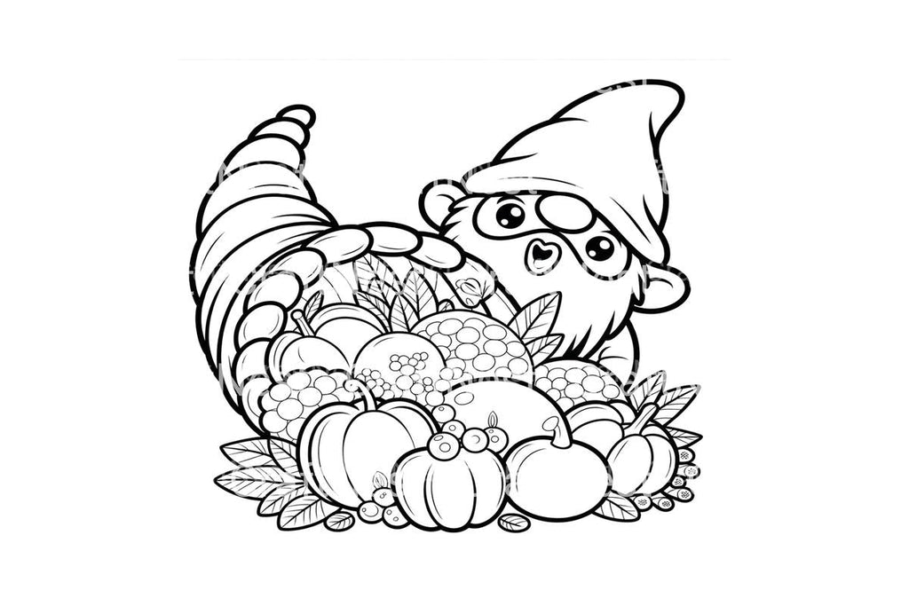 Thanksgiving Gnomes Cornucopia Coloring Books