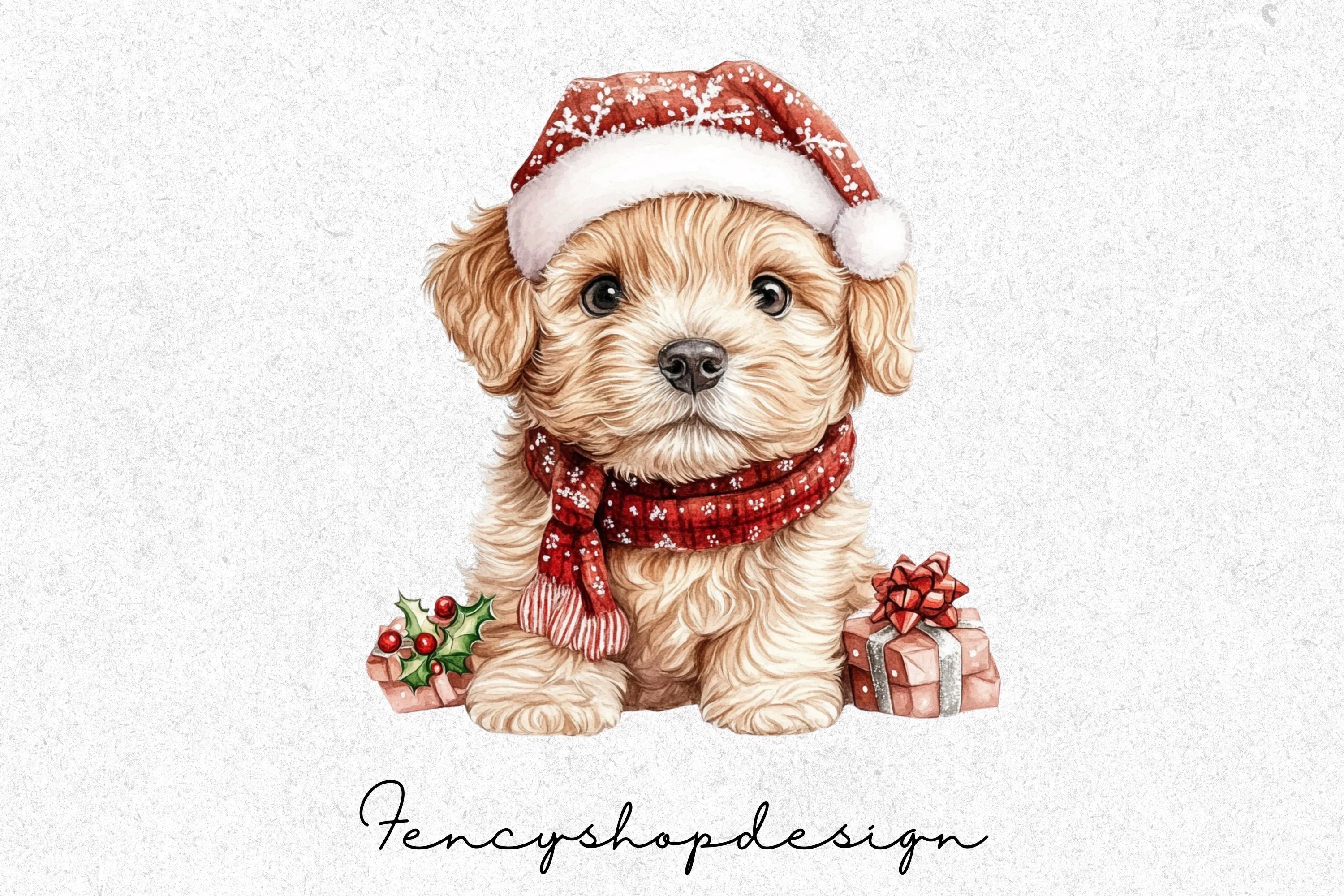 Cute Christmas Puppies Clipart Bundle