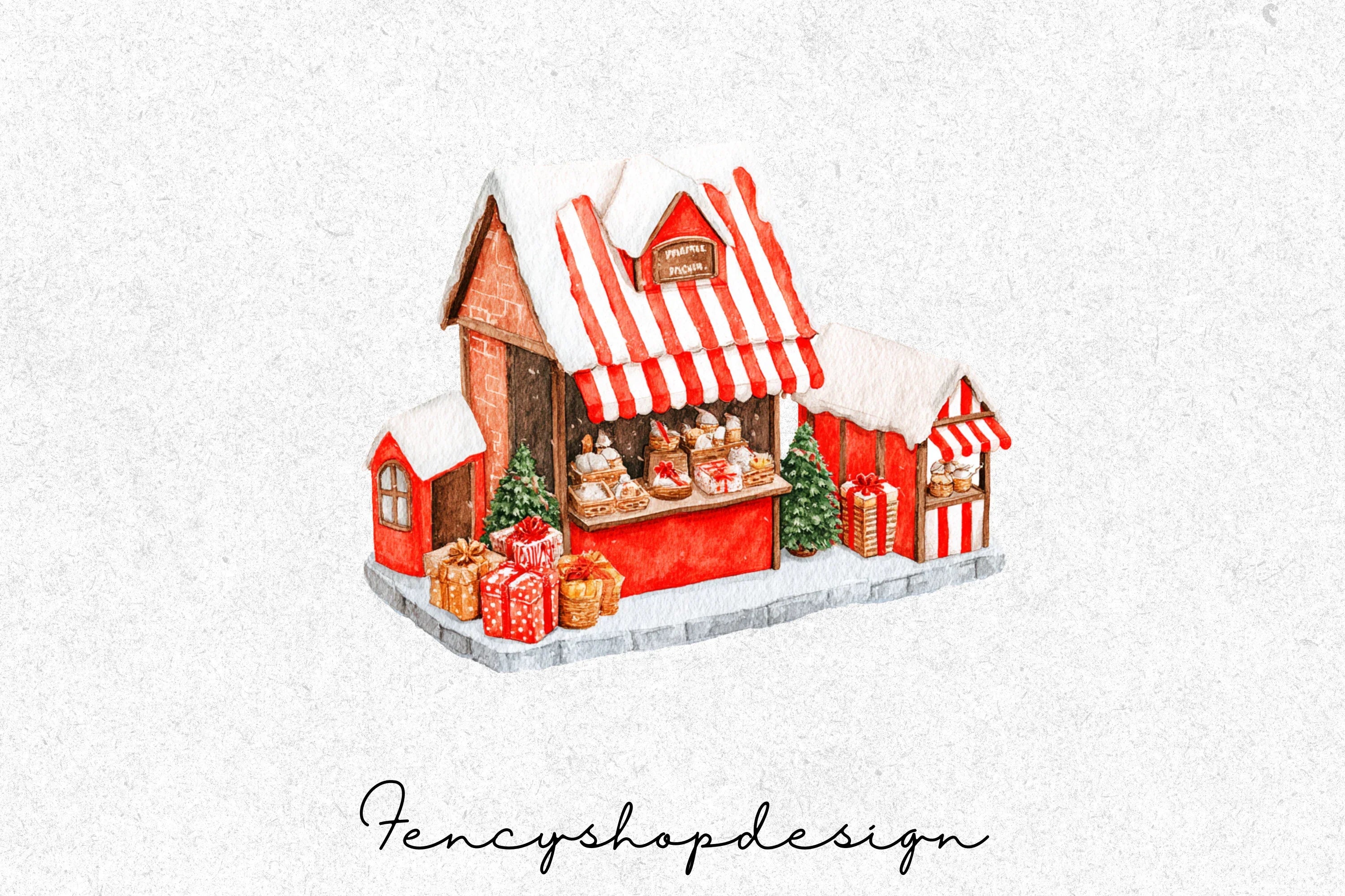 Christmas Market Stalls Clipart Bundle
