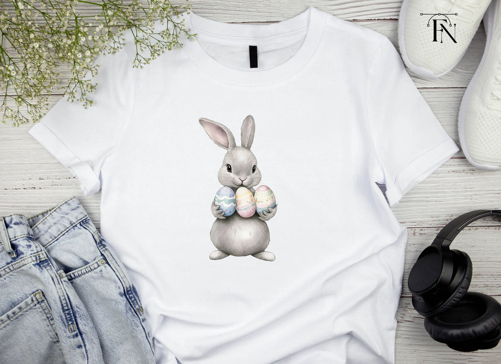 Charming Grey Easter Bunnies with Eggs Clipart Bundle