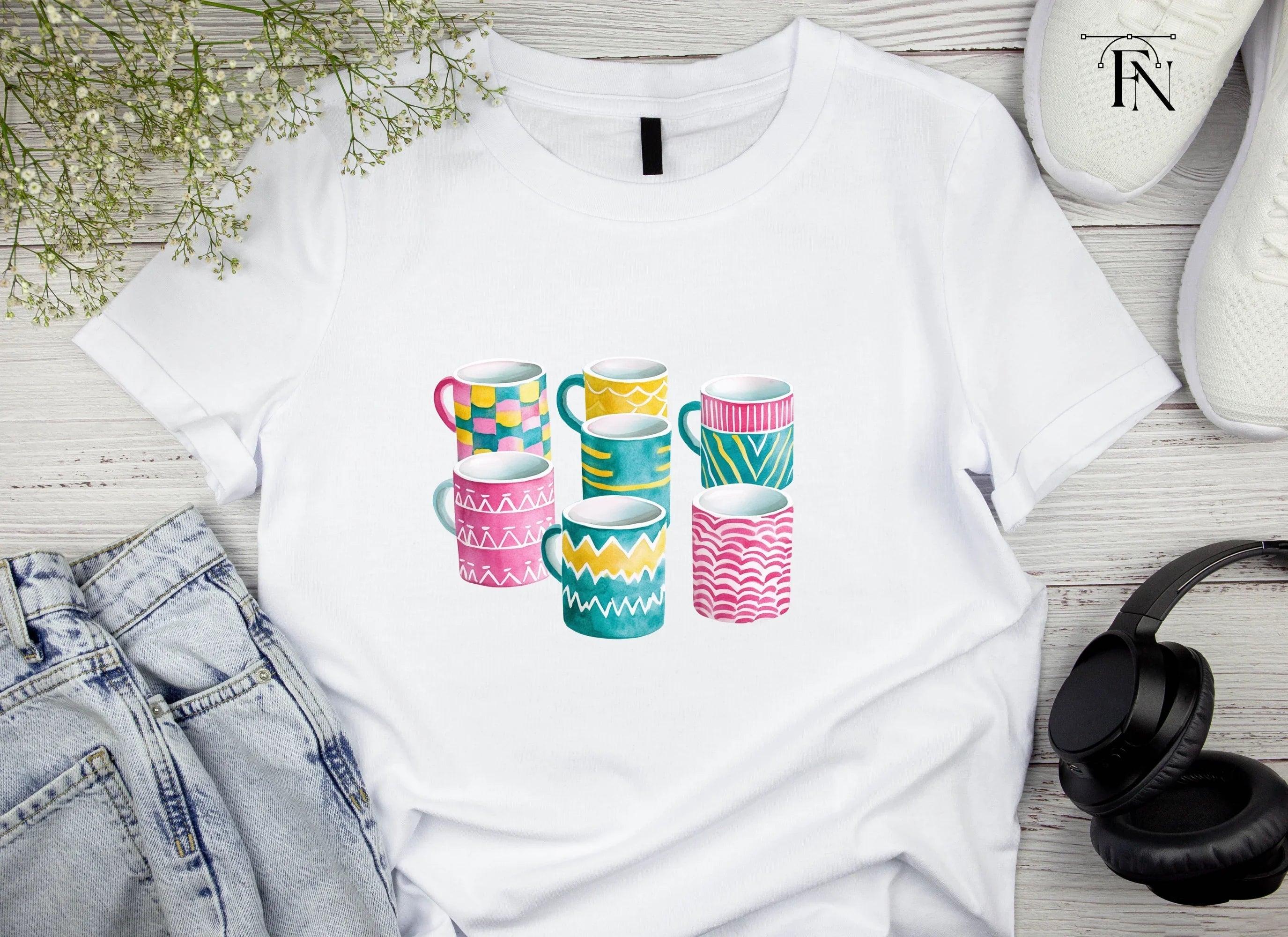 Patterned Mugs Clipart Bundle