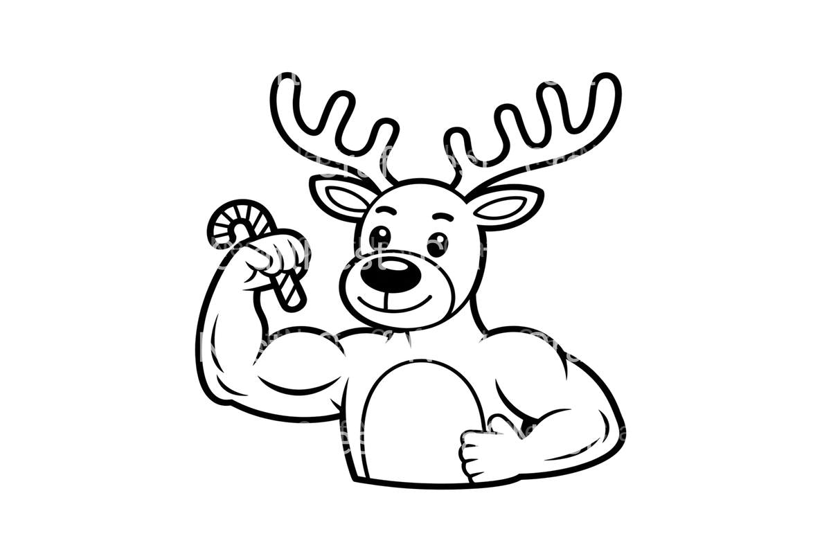 Strong Reindeer Workout Coloring Books