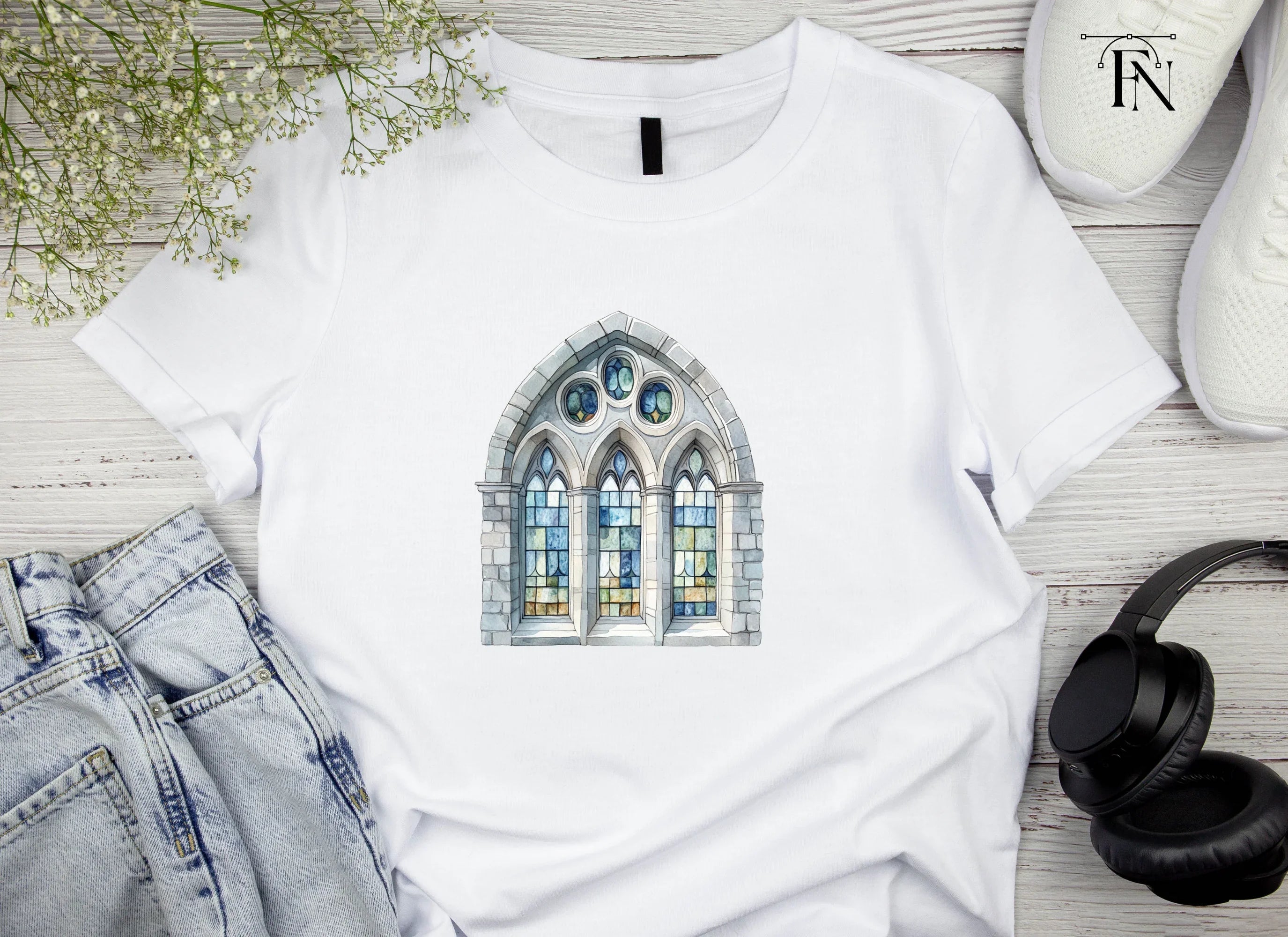 Gothic Stained Glass Window Clipart Bundle