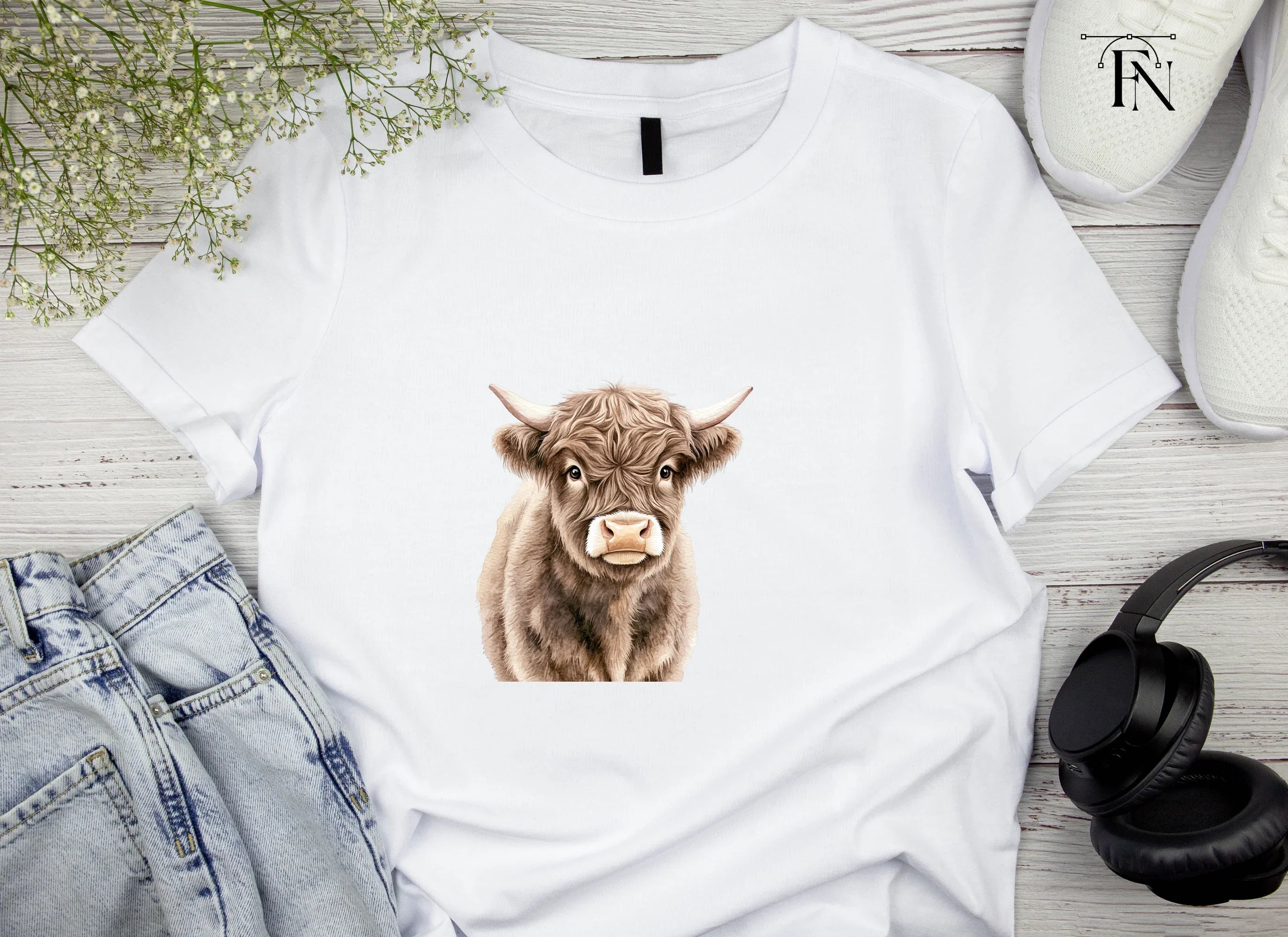 Cute Highland Calf Face Clipart Bundle