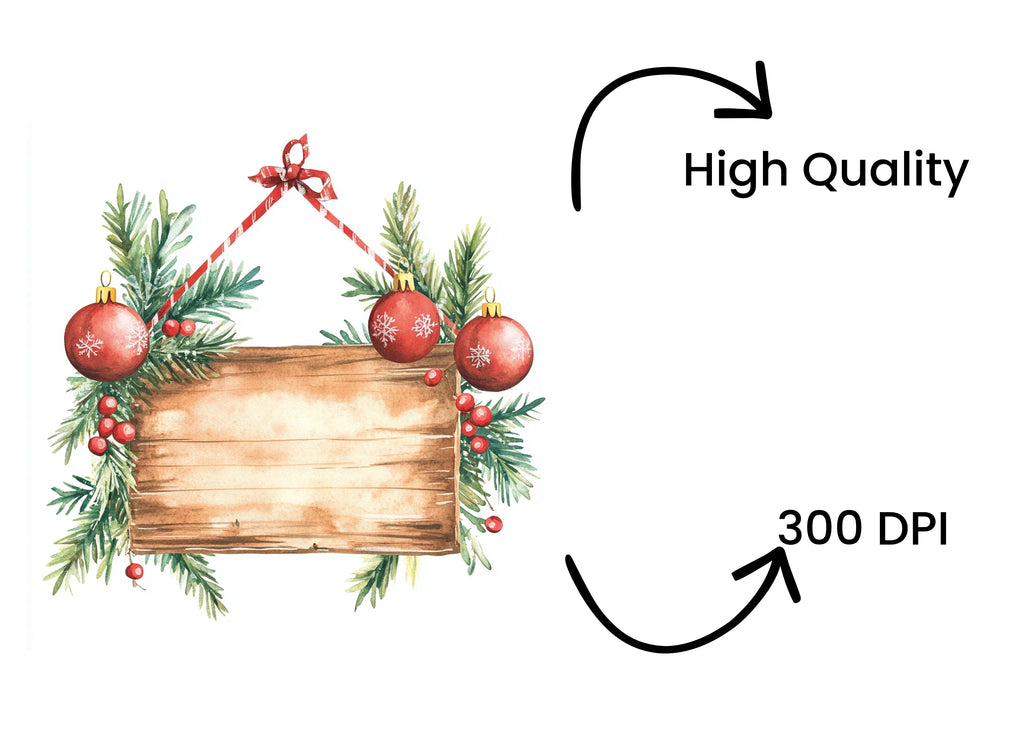 Christmas Holly Wreath Clipart Bundle