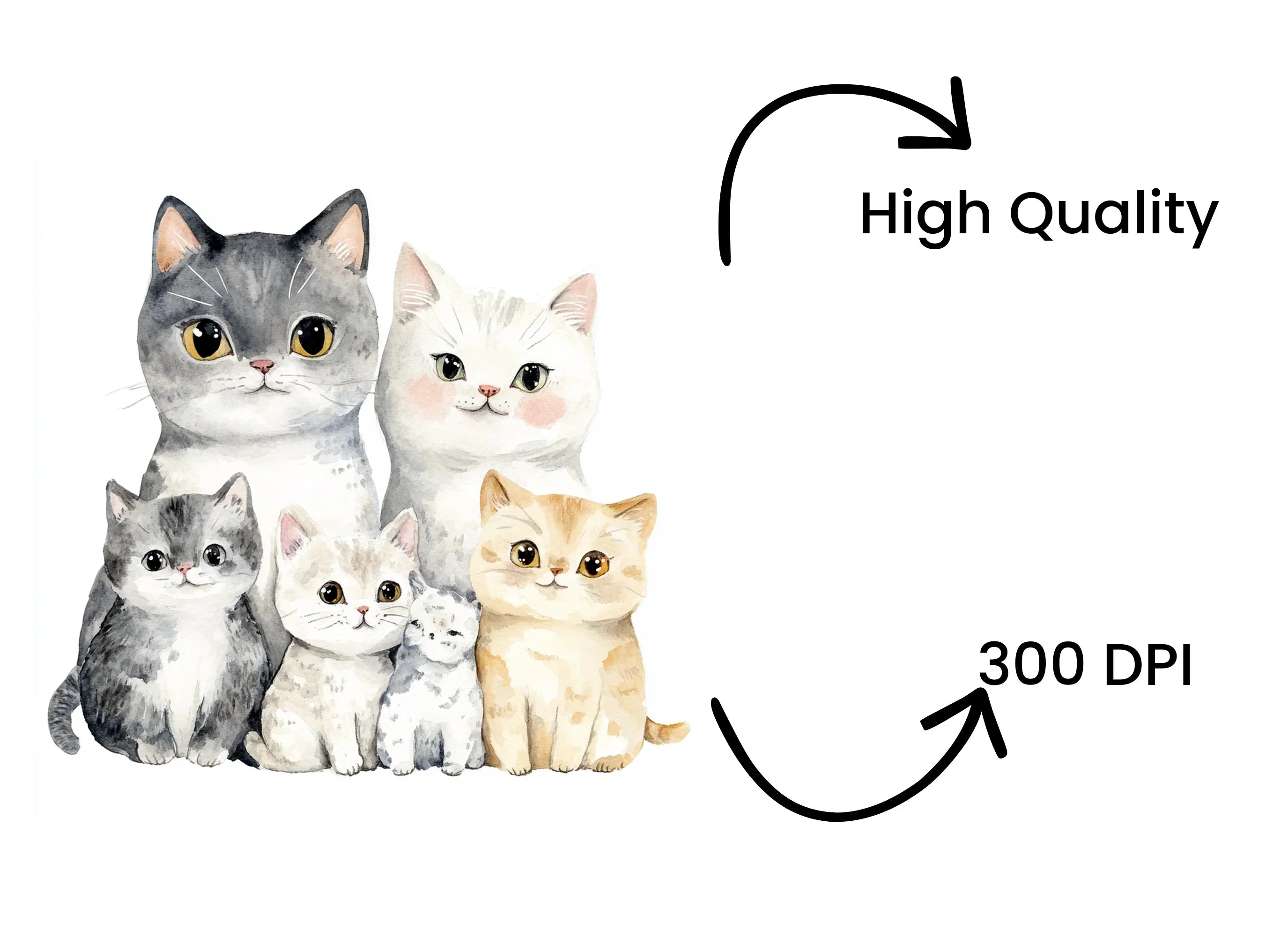 Adorable Cat Family Clipart Bundle