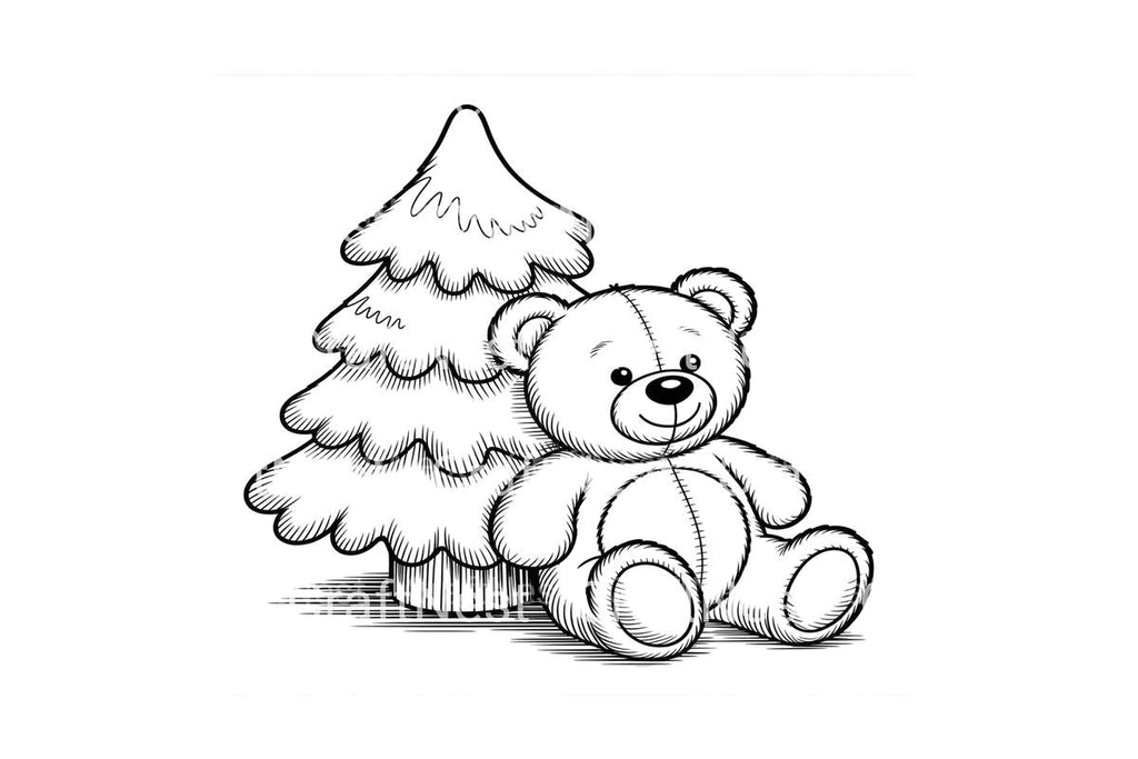Winter Teddy Bear Christmas Tree Coloring Books