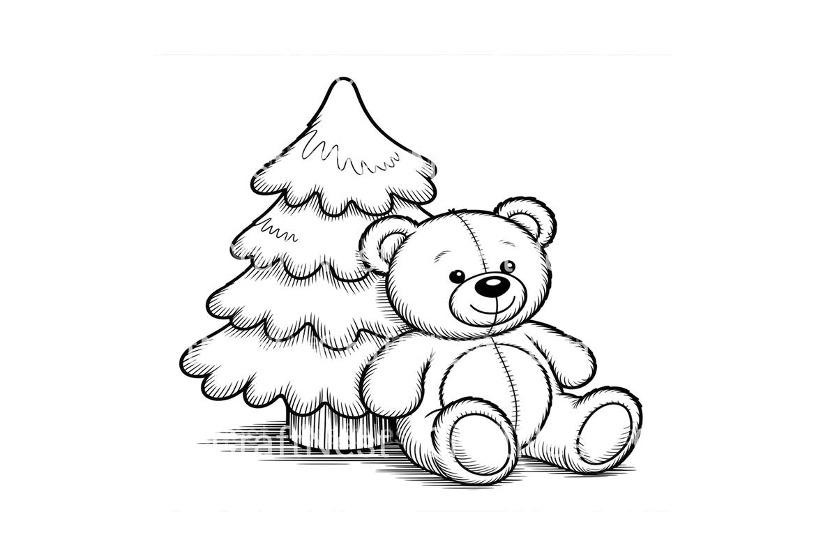 Winter Teddy Bear Christmas Tree Coloring Books