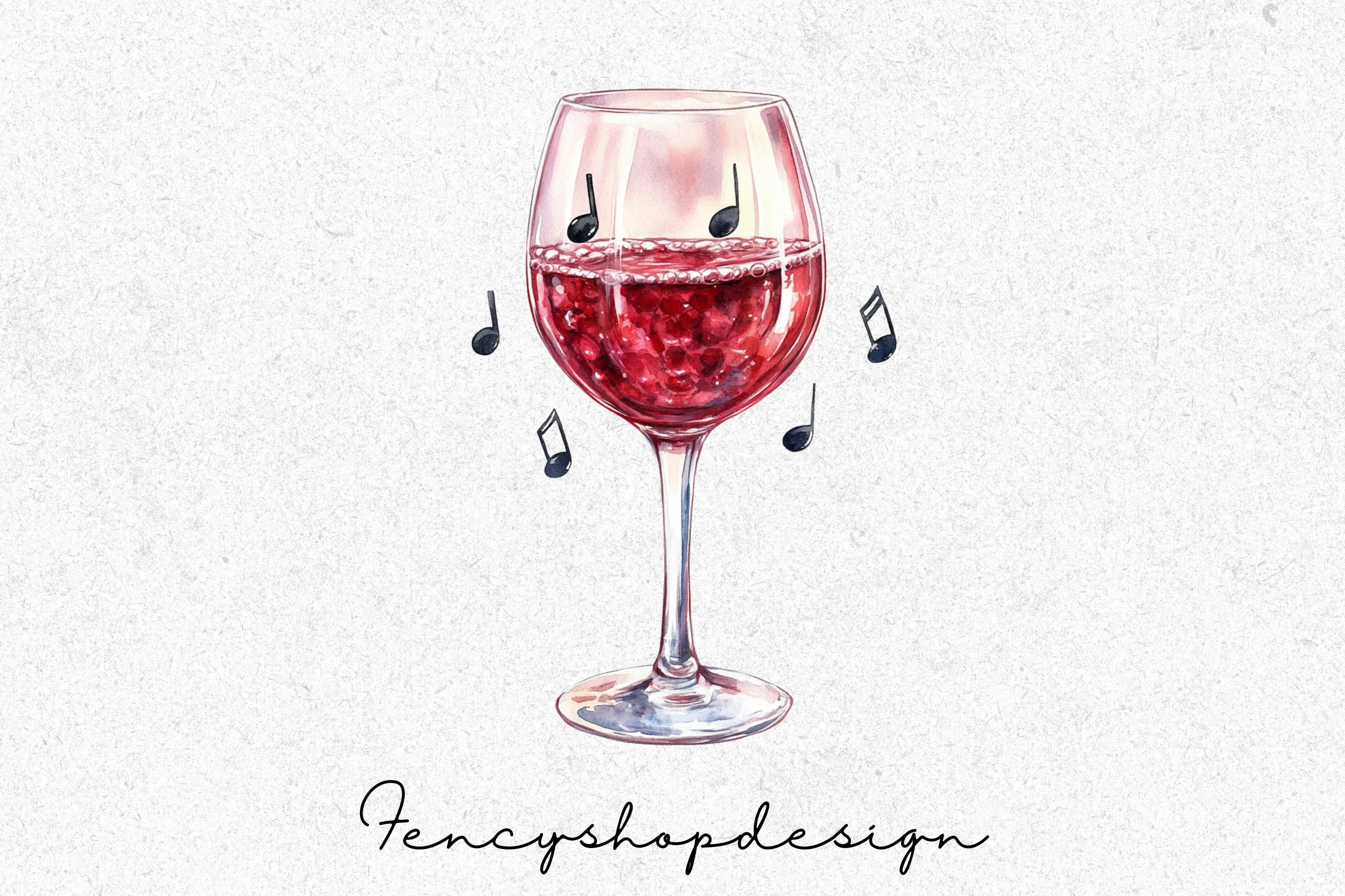 Wine Music Notes Clipart Bundle