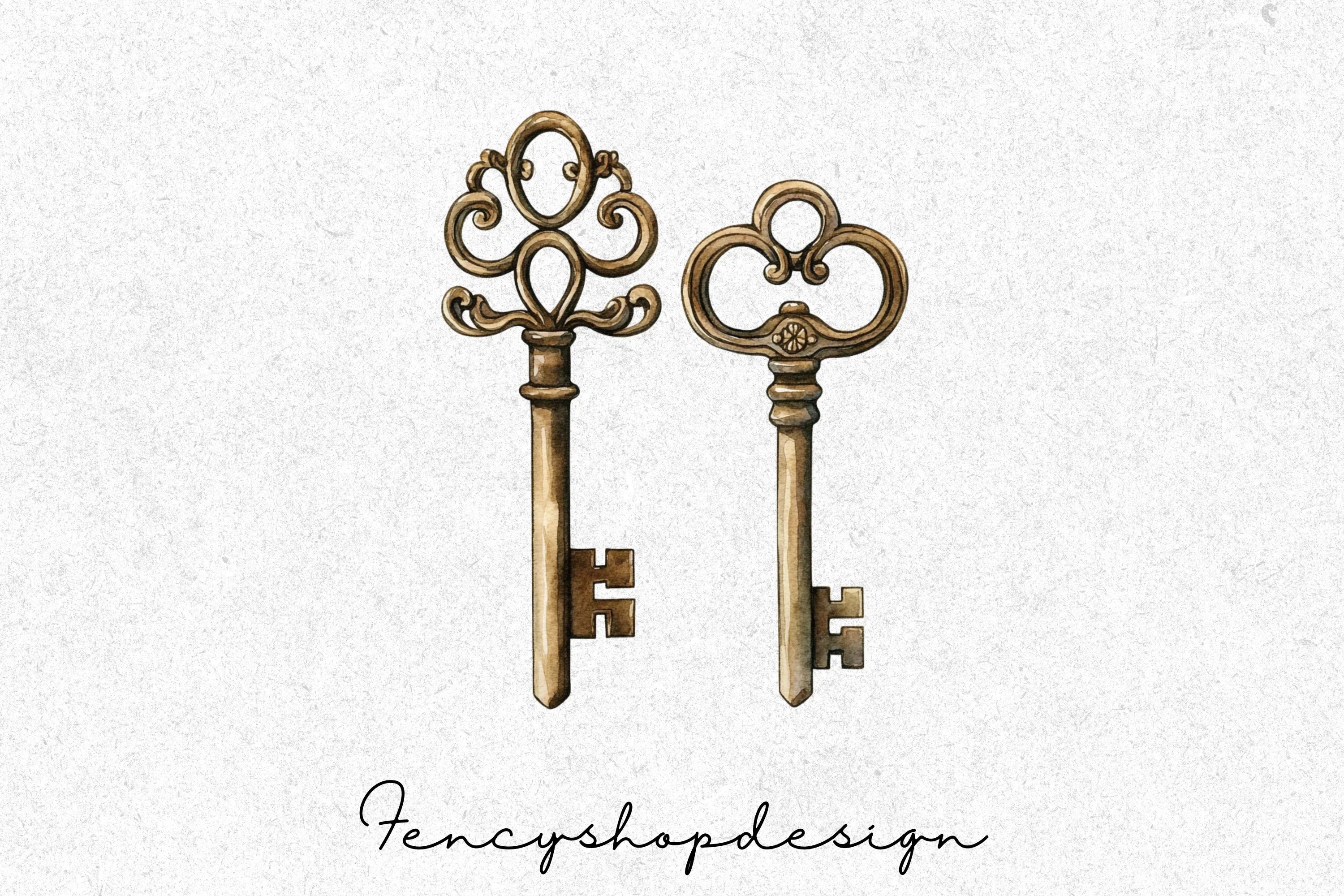 Antique Skeleton Keys Clipart Bundle