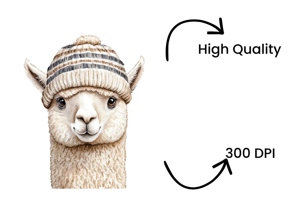 Three Alpacas in Hats Clipart Bundle