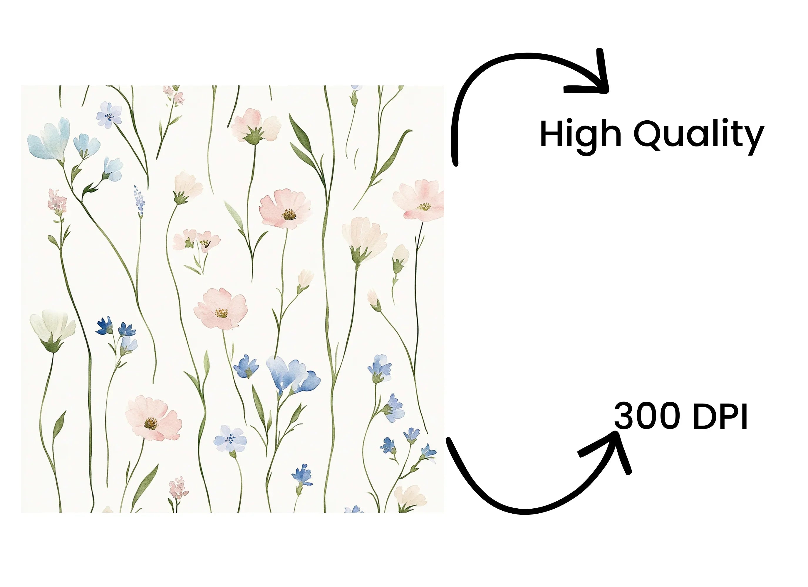 Delicate Wildflower Meadow Clipart Bundle