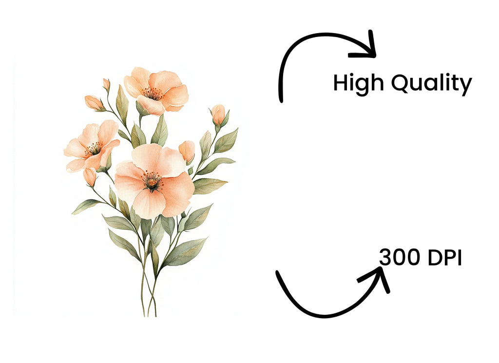 Peach Floral Clipart Bundle