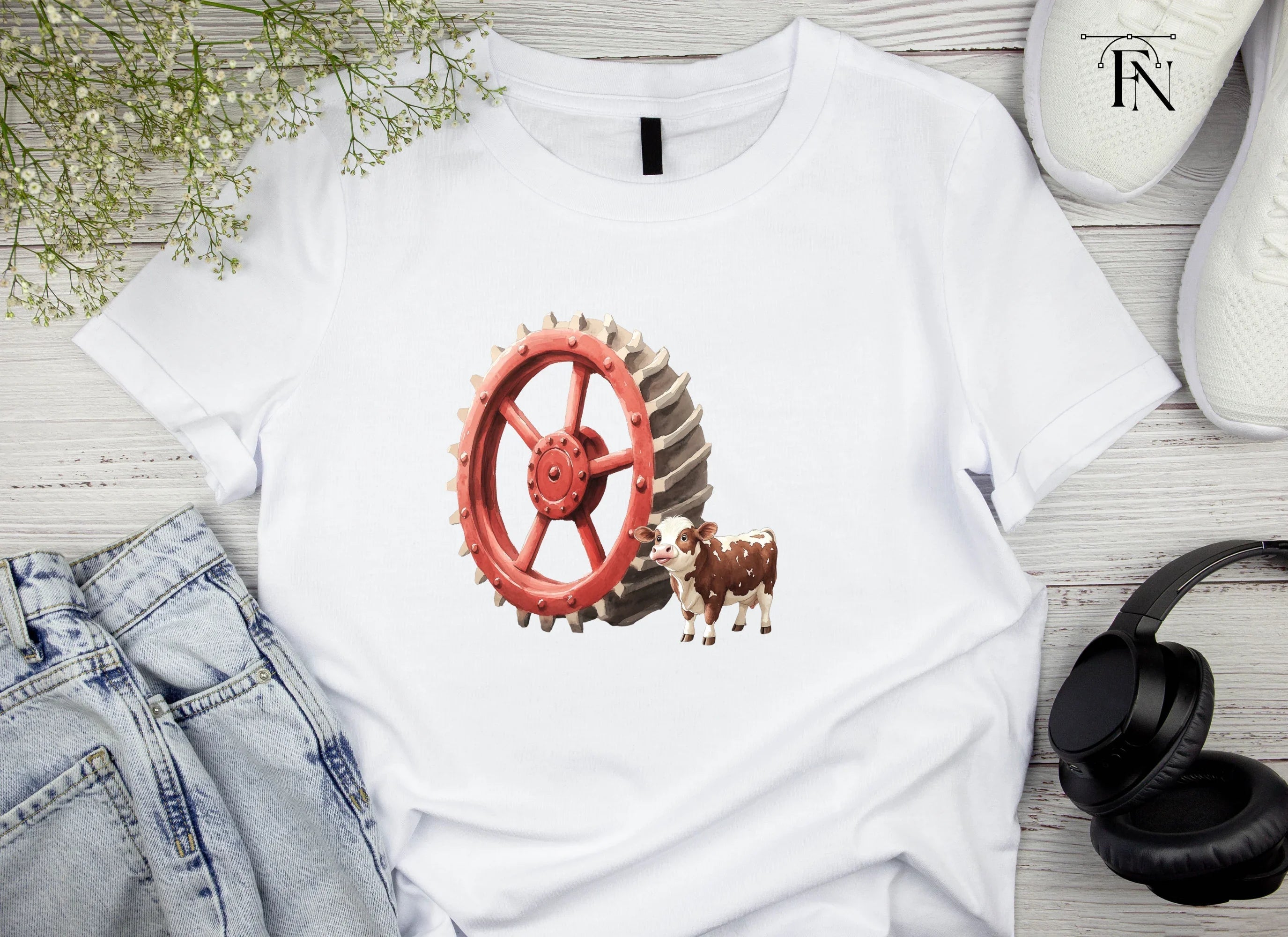 Calves with Farm Wheels Clipart Bundle