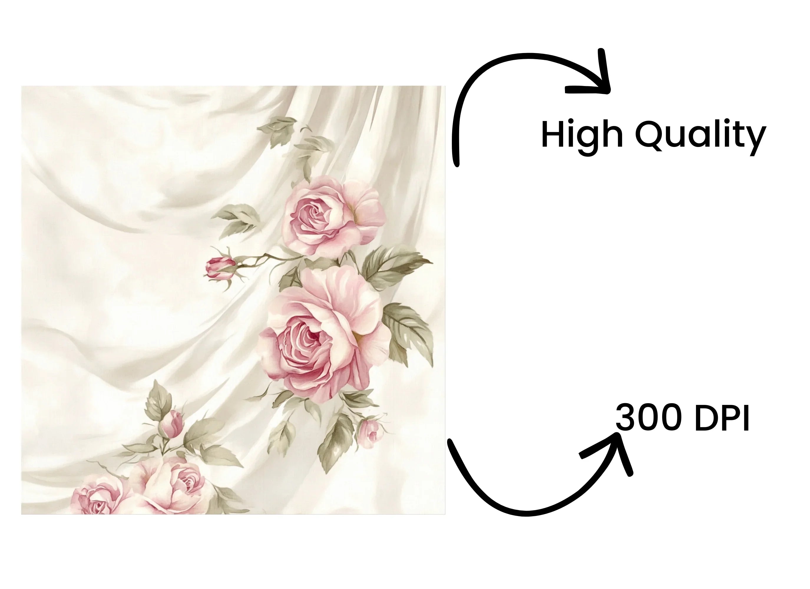 Pink Rose Magnolia Curtain Clipart Bundle
