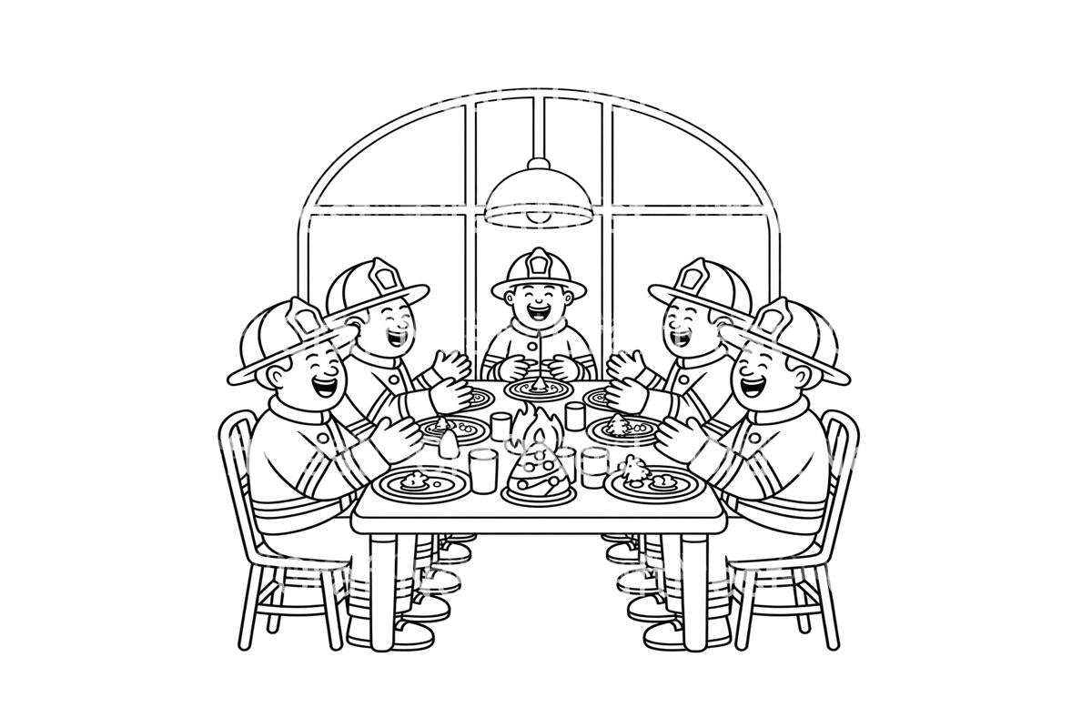 Firefighters Christmas Dinner Coloring Books