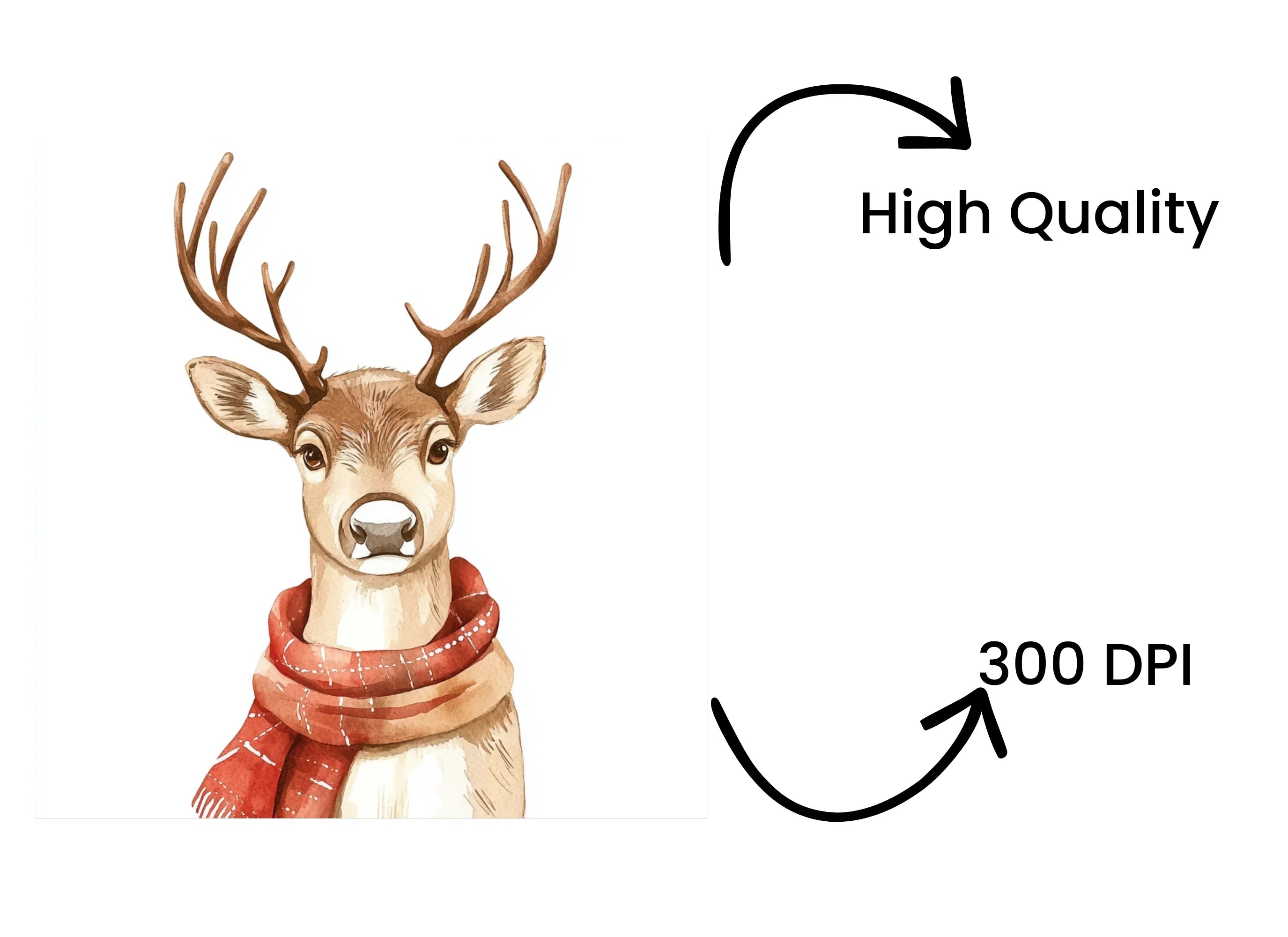 Reindeer With Scarves Clipart Bundle