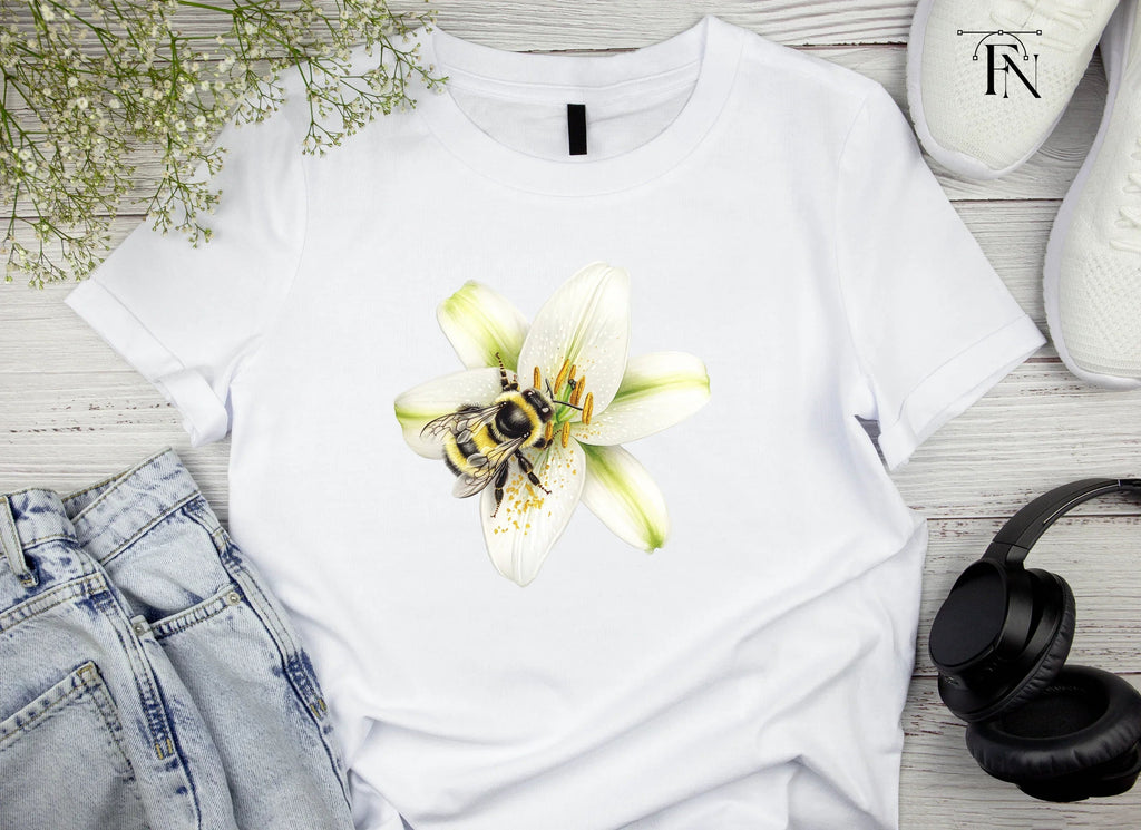 Bumblebees on White Lilies Clipart Bundle