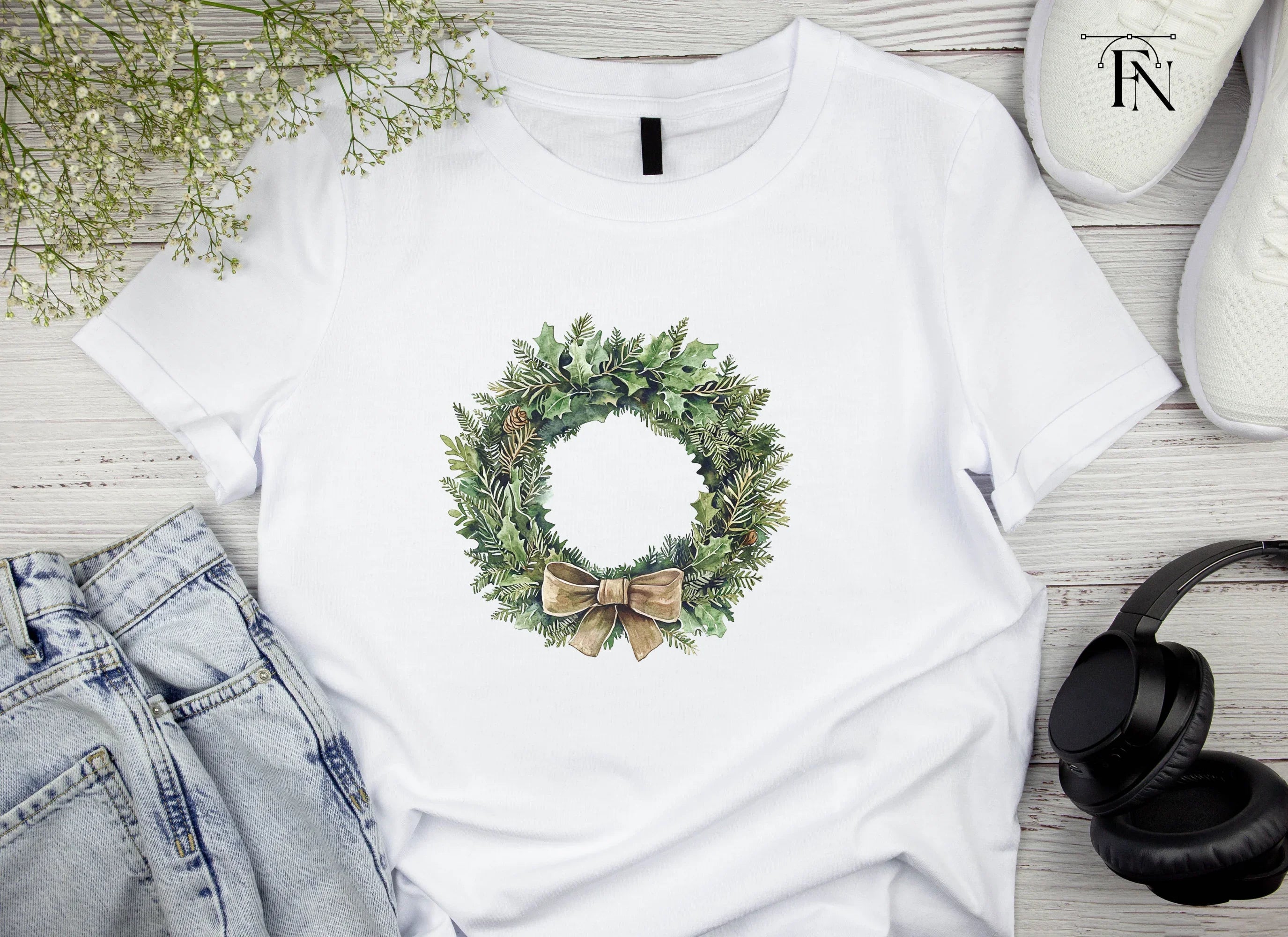 Elegant Holly Wreath Clipart Bundle