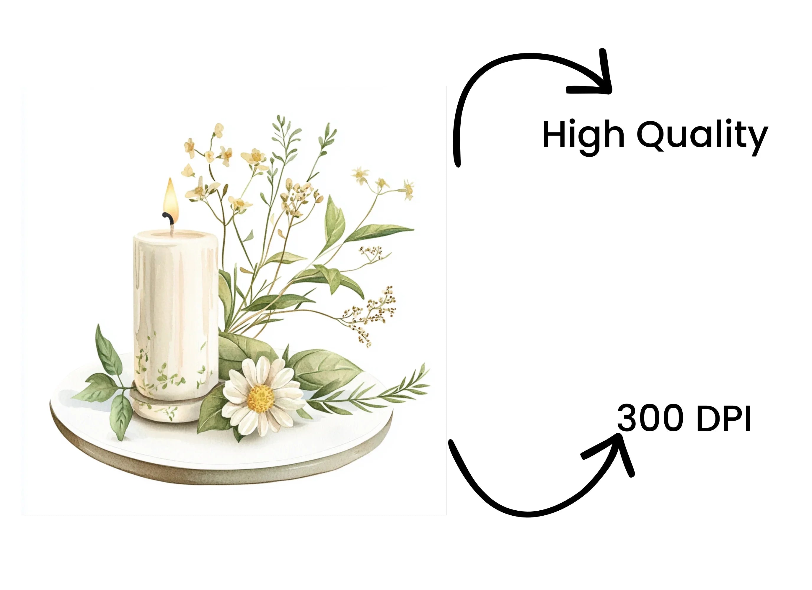 Candle Floral Clipart Bundle